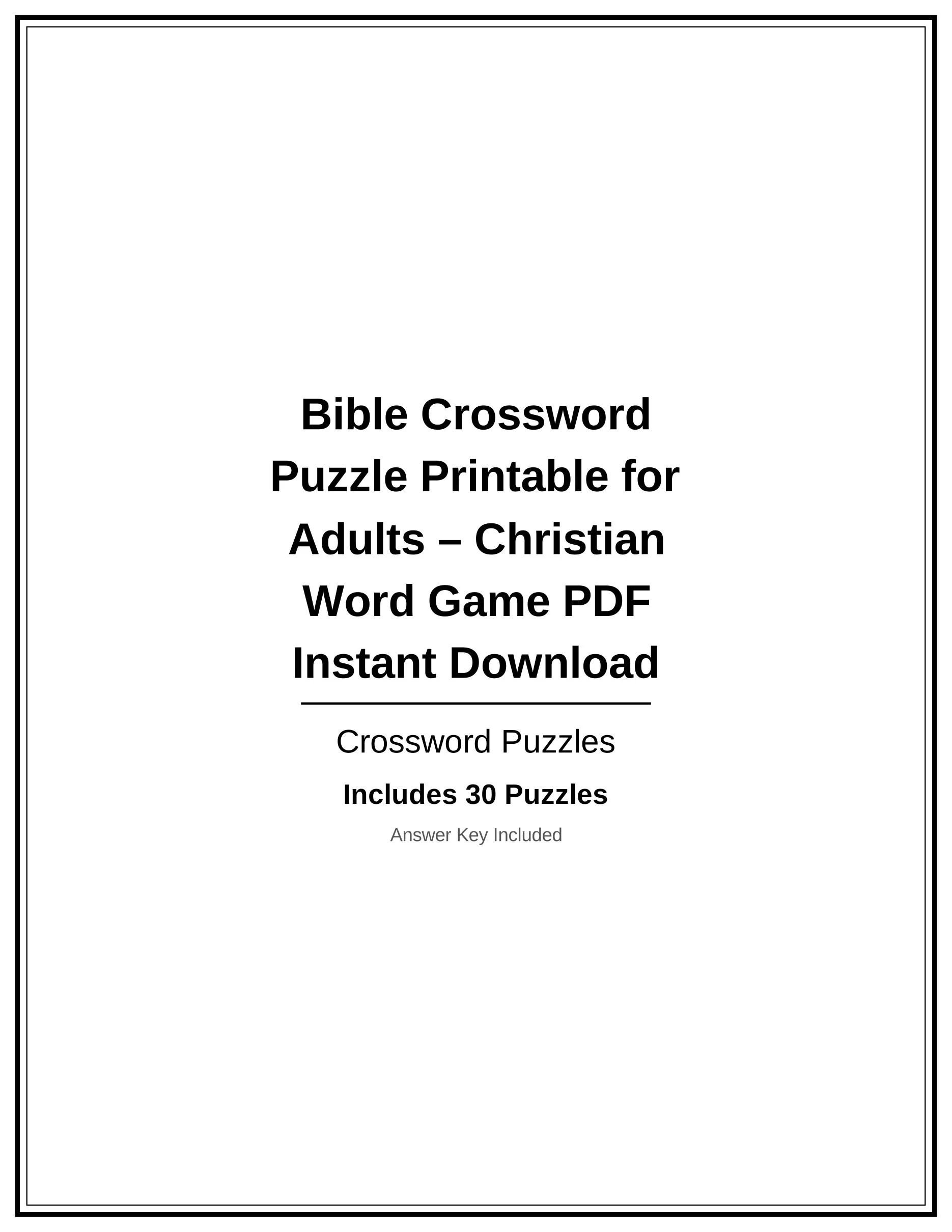 Printable Bible Crossword Puzzles