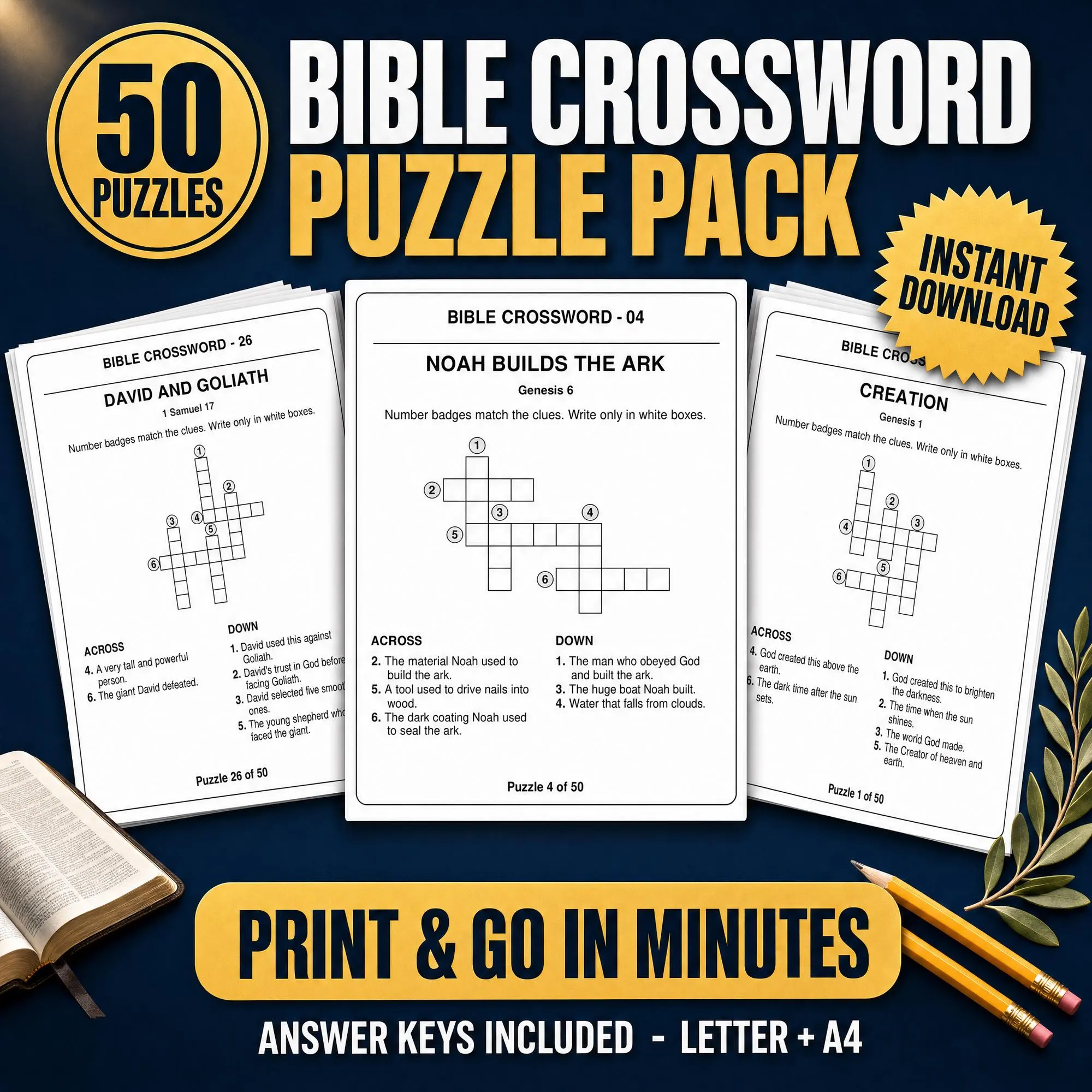 Printable Bible Crossword Puzzles