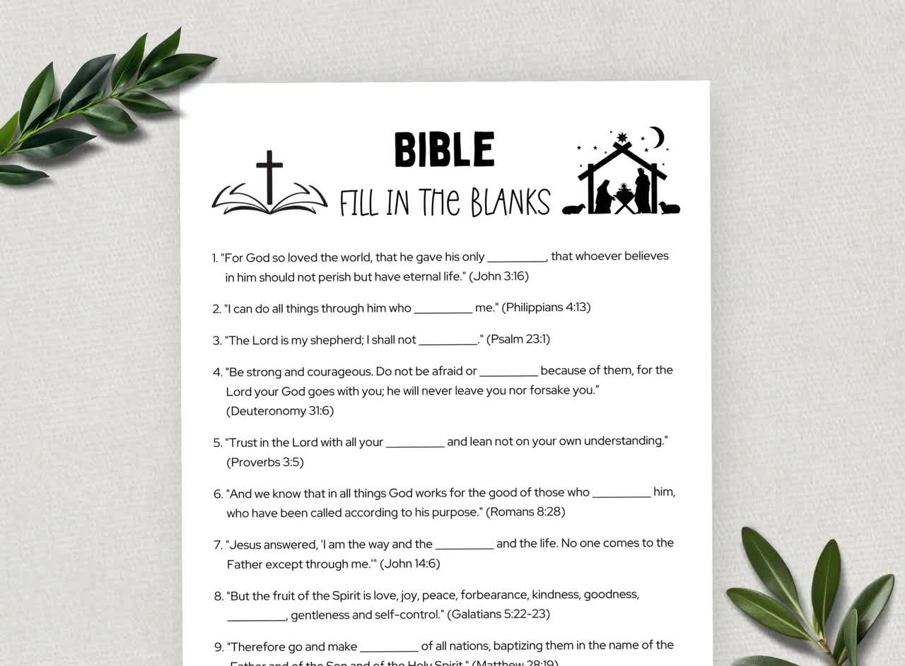 Printable Bible Fill In The Blanks Bible