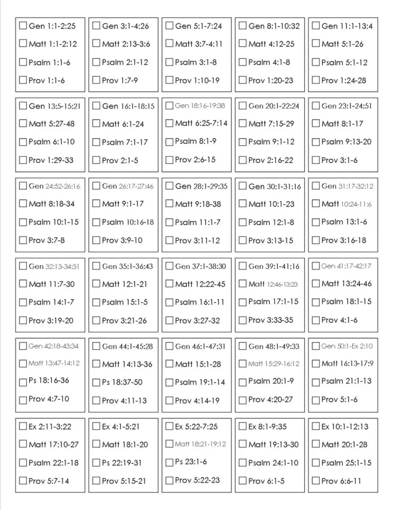 Printable Bible Reading Plan Read The