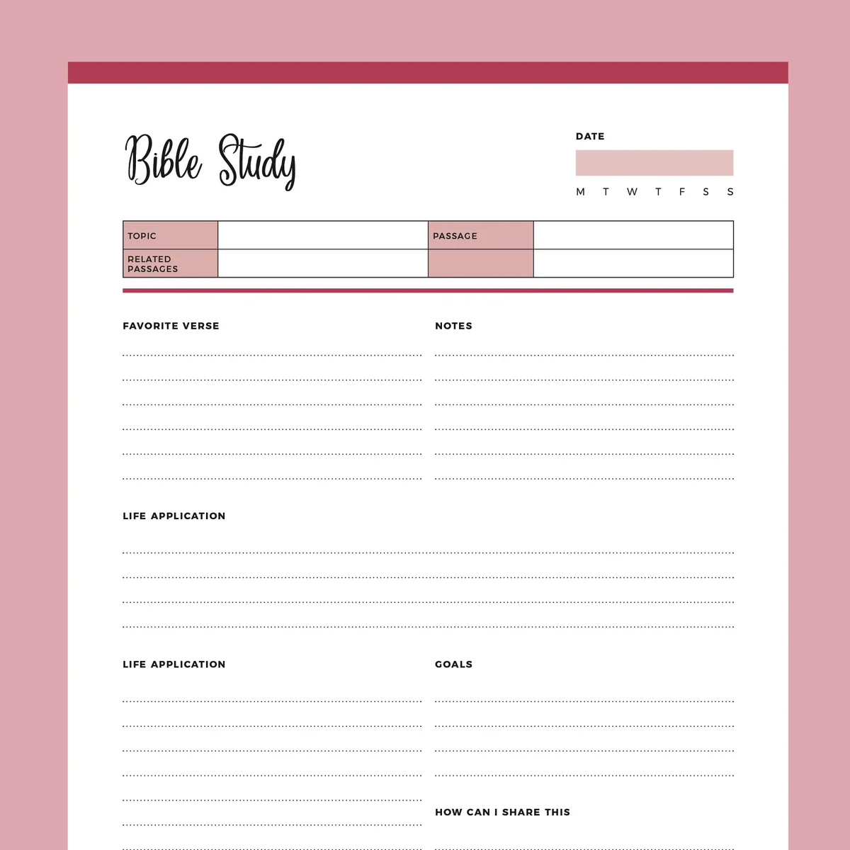 Printable Bible Study Planner
