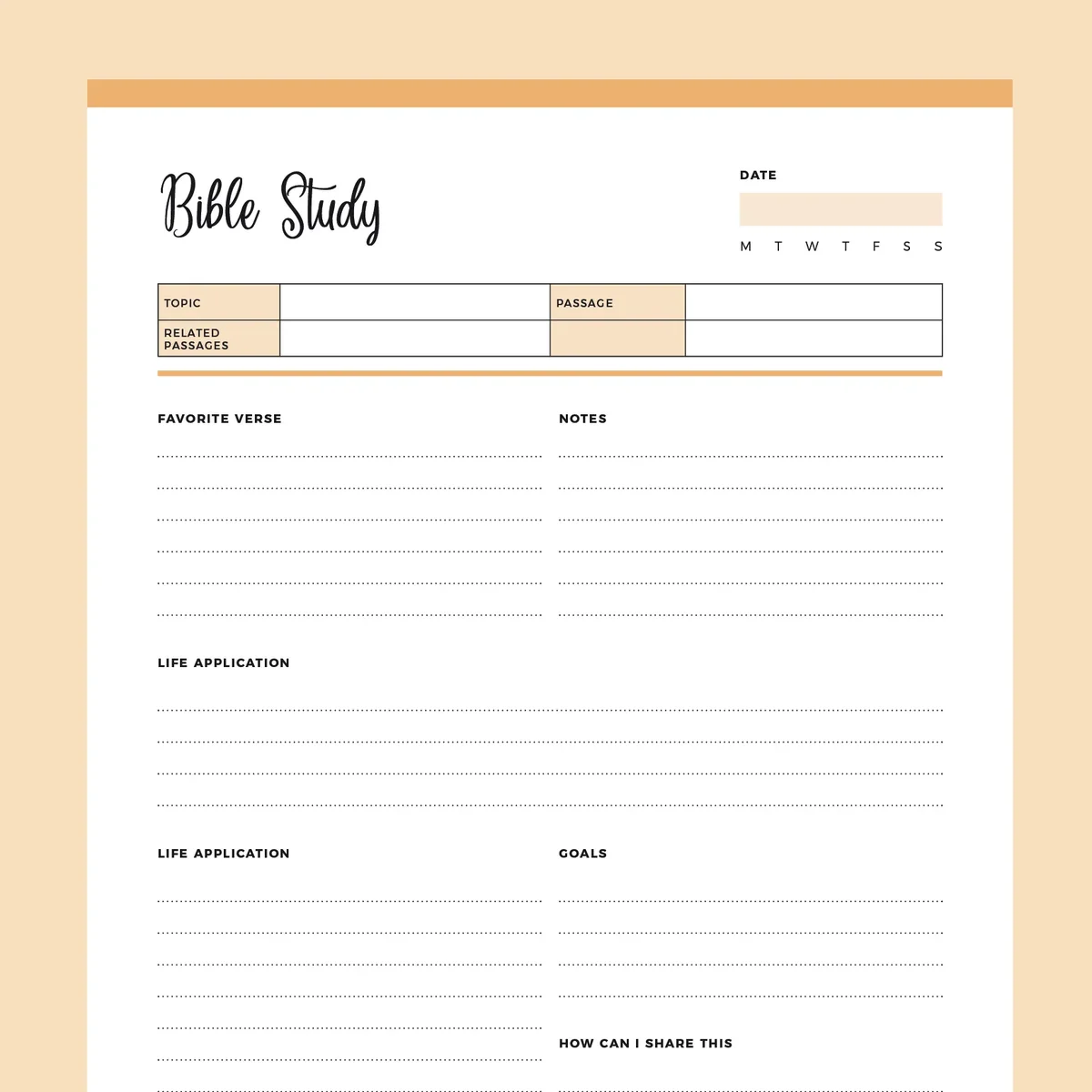 Printable Bible Study Planner