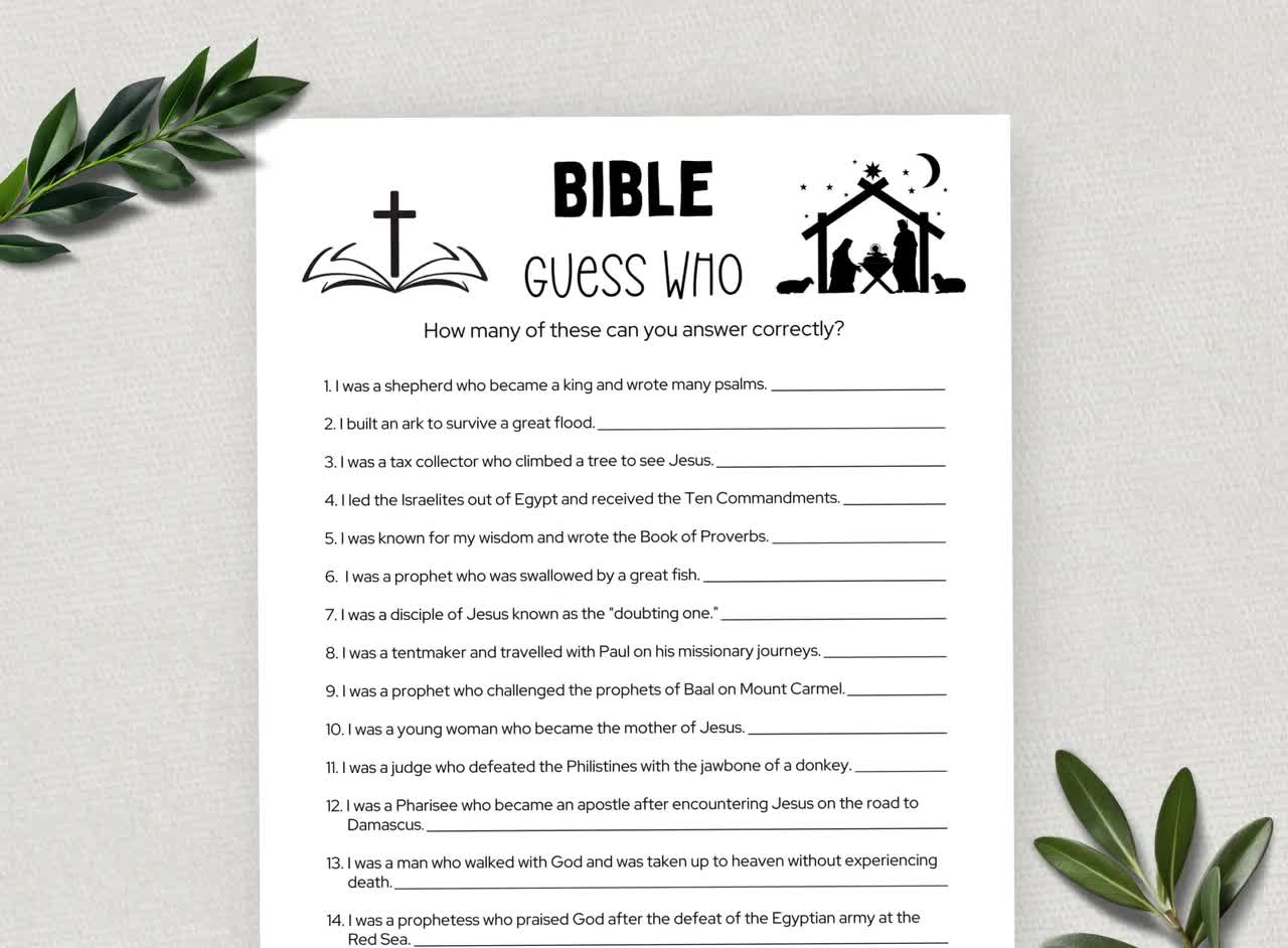 Printable Bible Trivia Guess Who Game