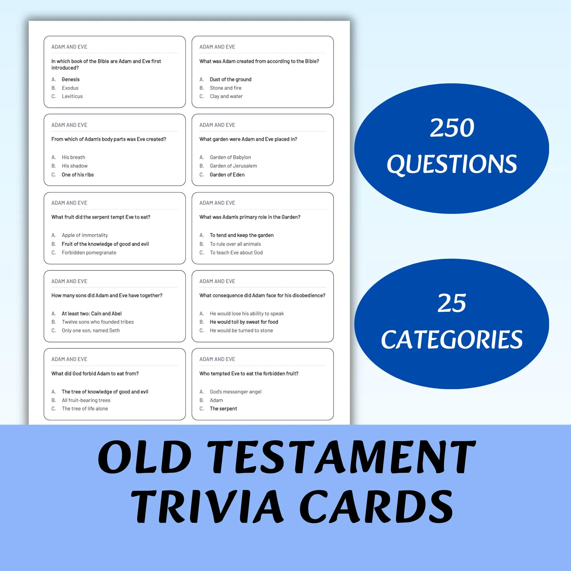 Printable Bible Trivia Multiple Choice