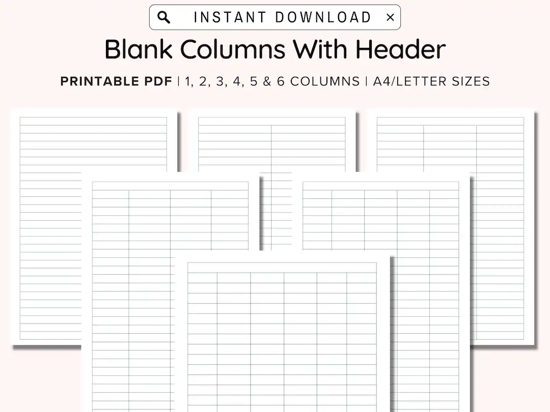 Printable Blank Columns Charts With