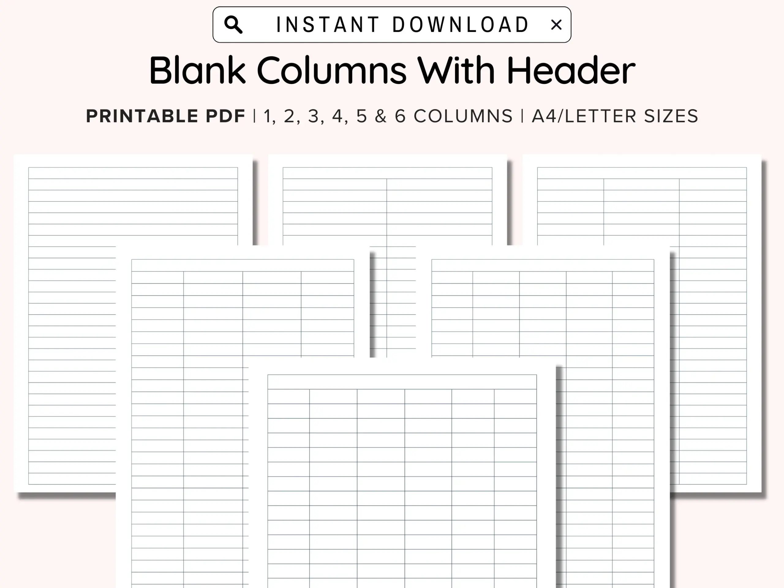 Printable Blank Columns Charts With