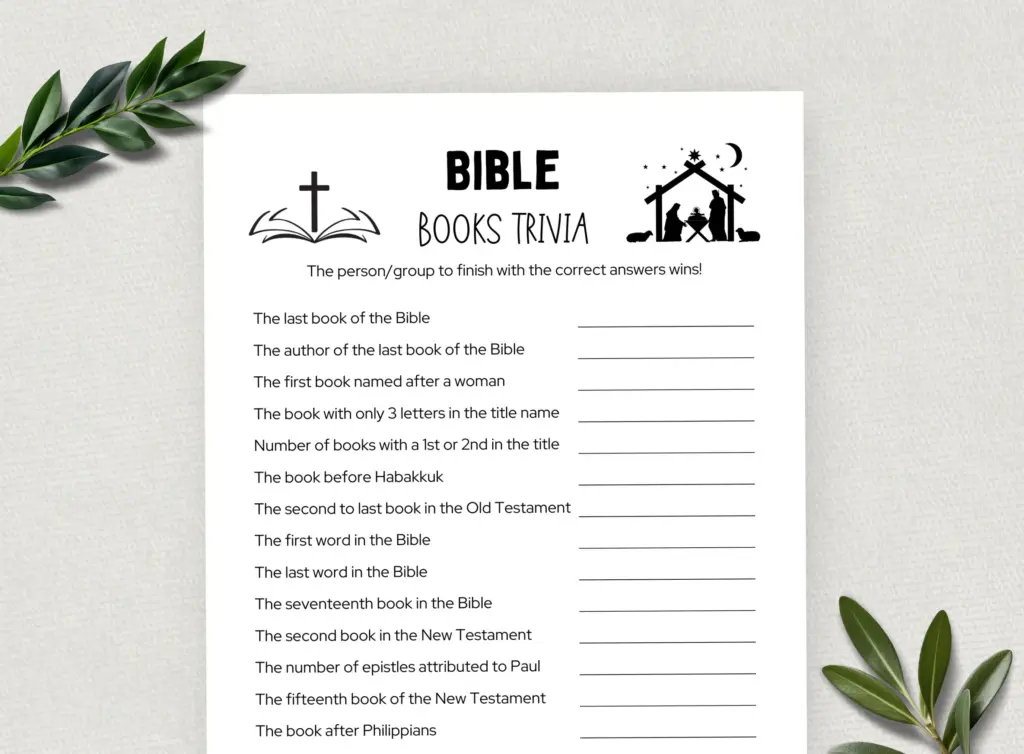 Printable Books Of The Bible Trivia