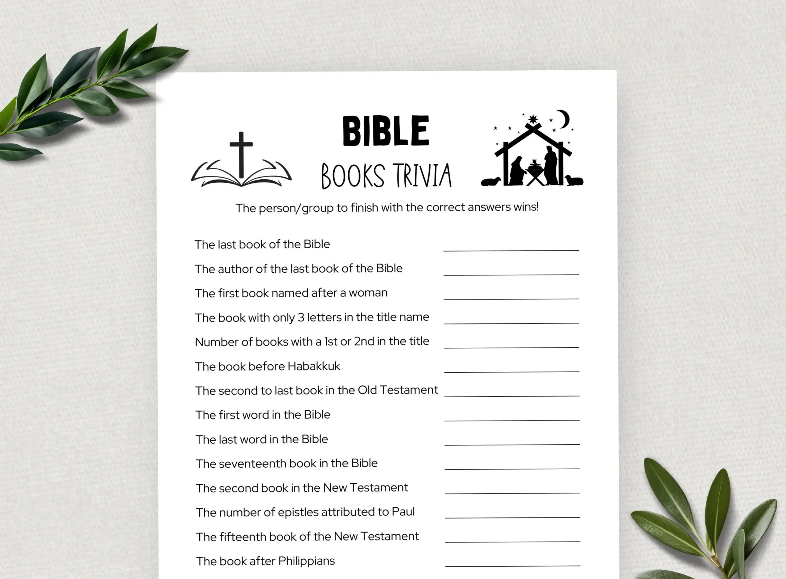 Printable Books Of The Bible Trivia