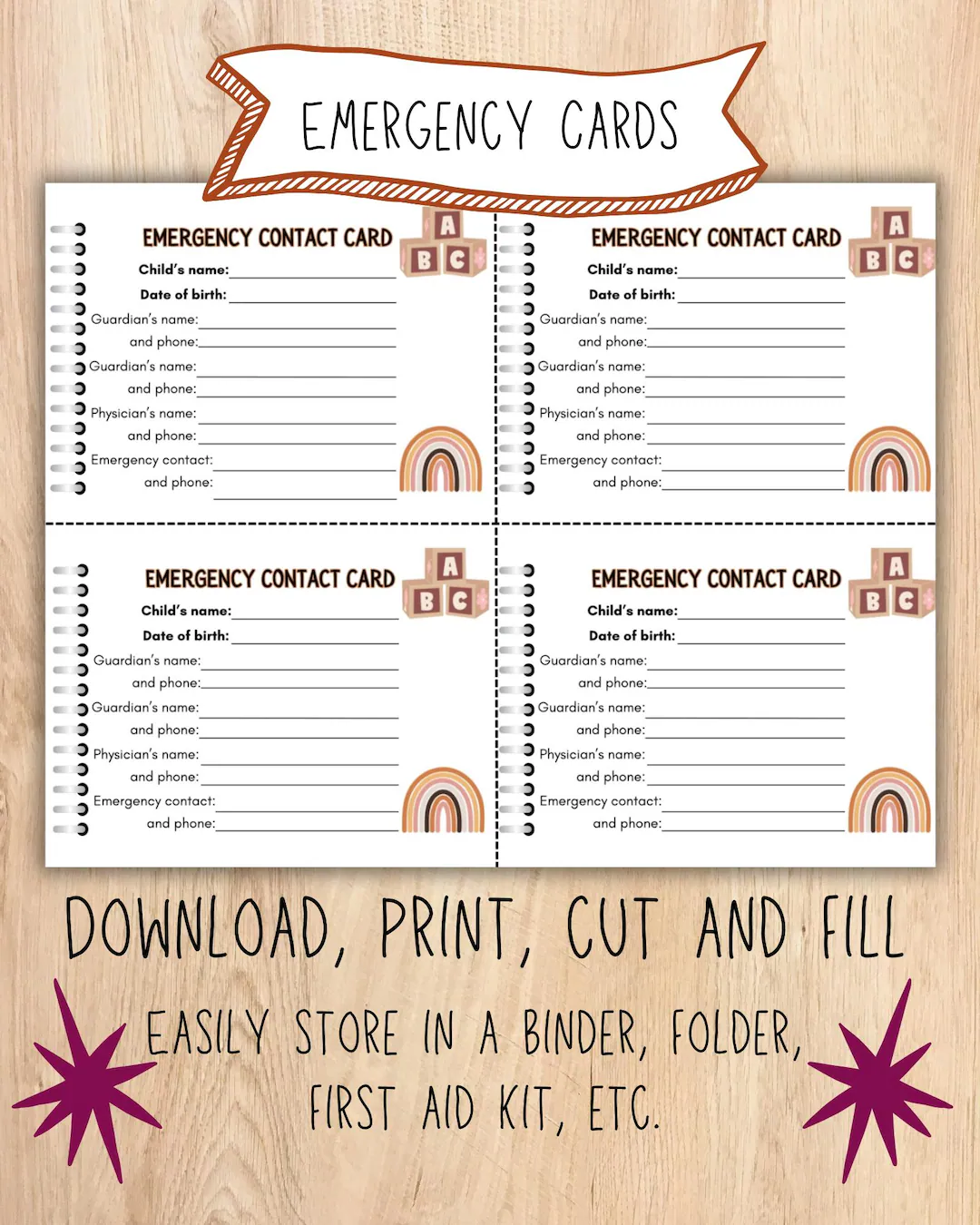 Printable Childcare Emergency Contact Printable Childcare Emergency Contact