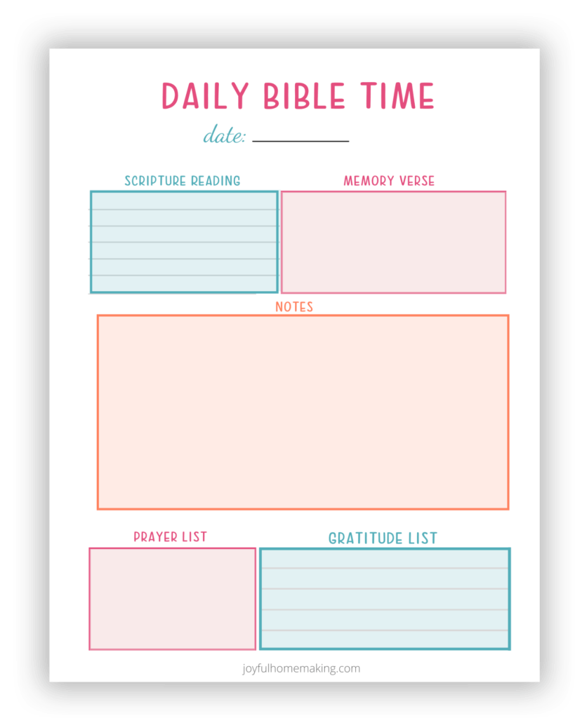 Printable Daily Bible Study Binder Page