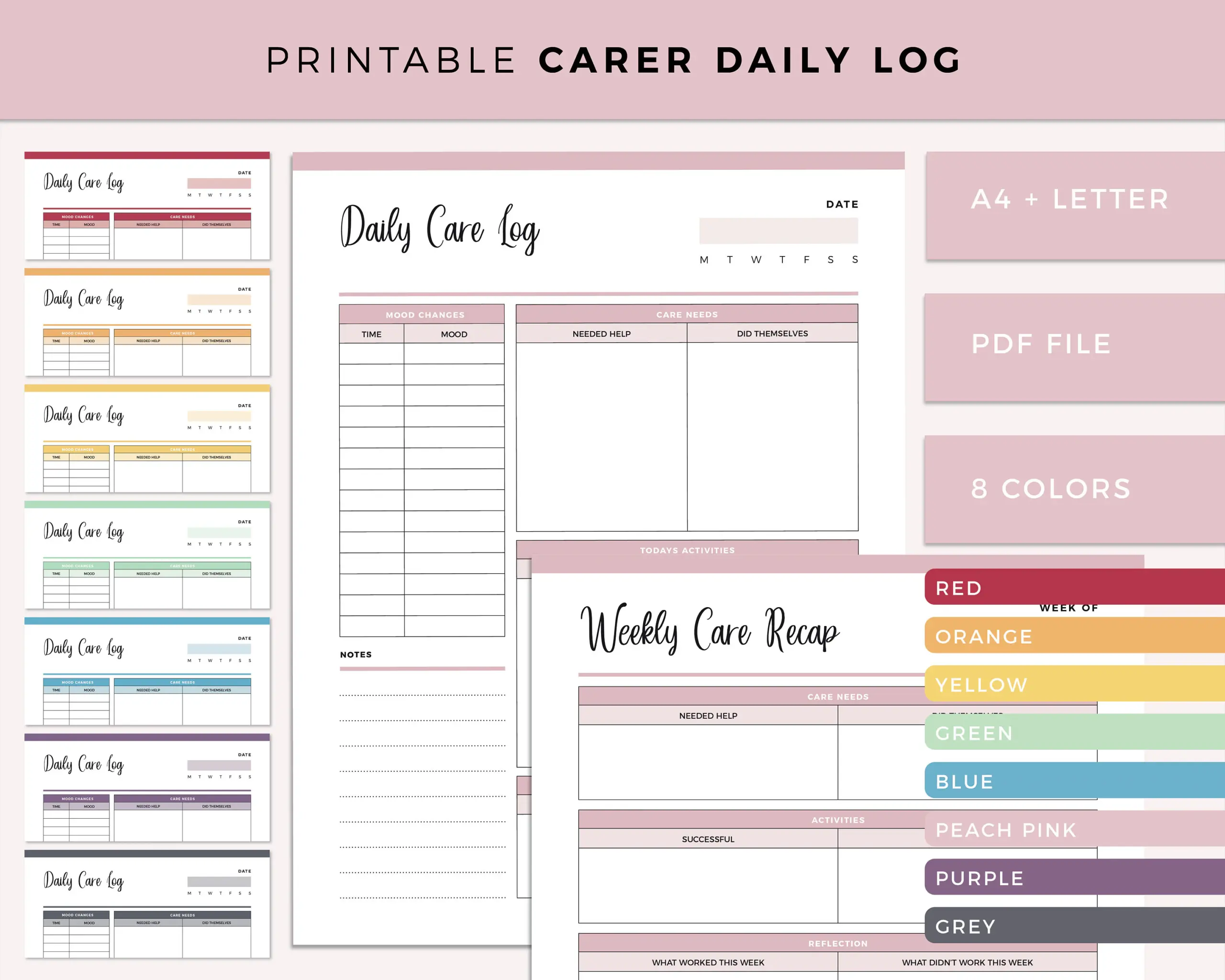 Printable Daily Care Log Journal For