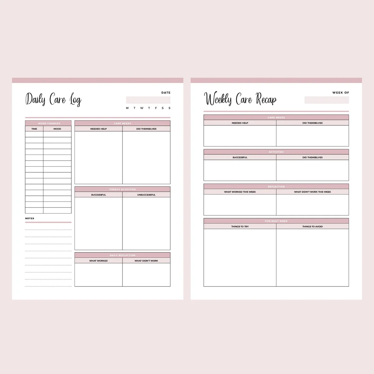 Printable Daily Caregiving Log
