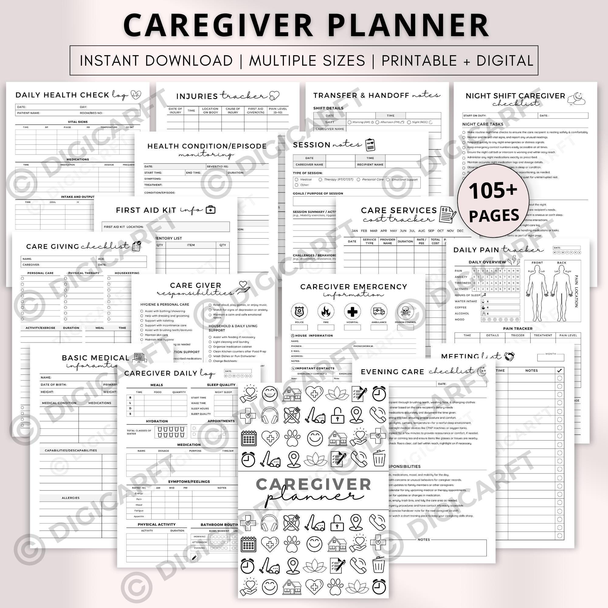 Printable Elderly Caregiver Log Daily Weekly Medical A4 Pdf Etsy 562175965992297416