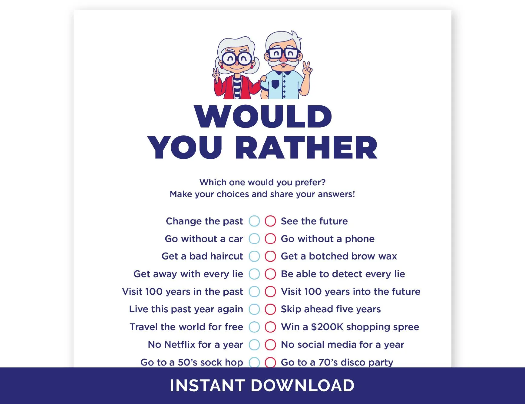 Printable Elderly Conversation Starters