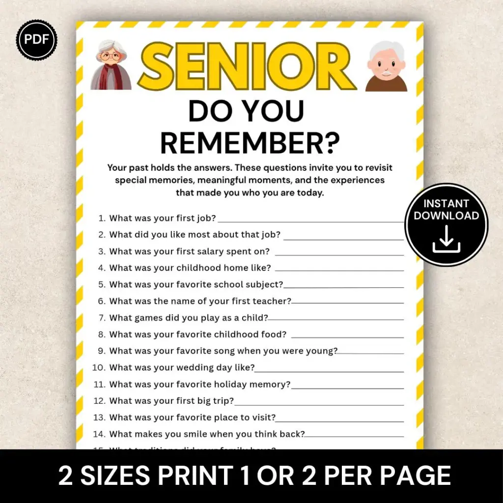 Printable Elderly Conversation Starters