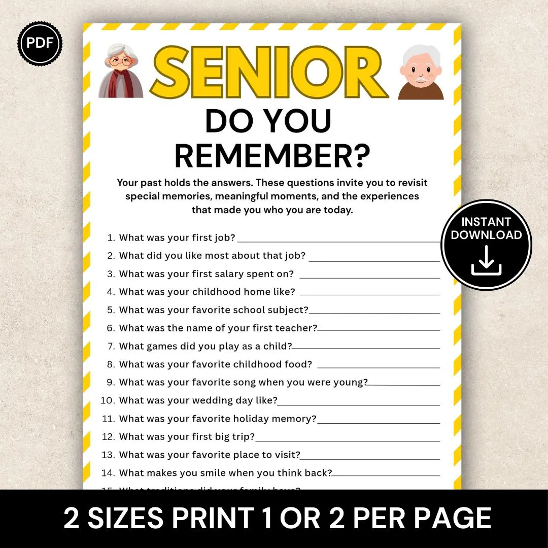 Printable Elderly Conversation Starters