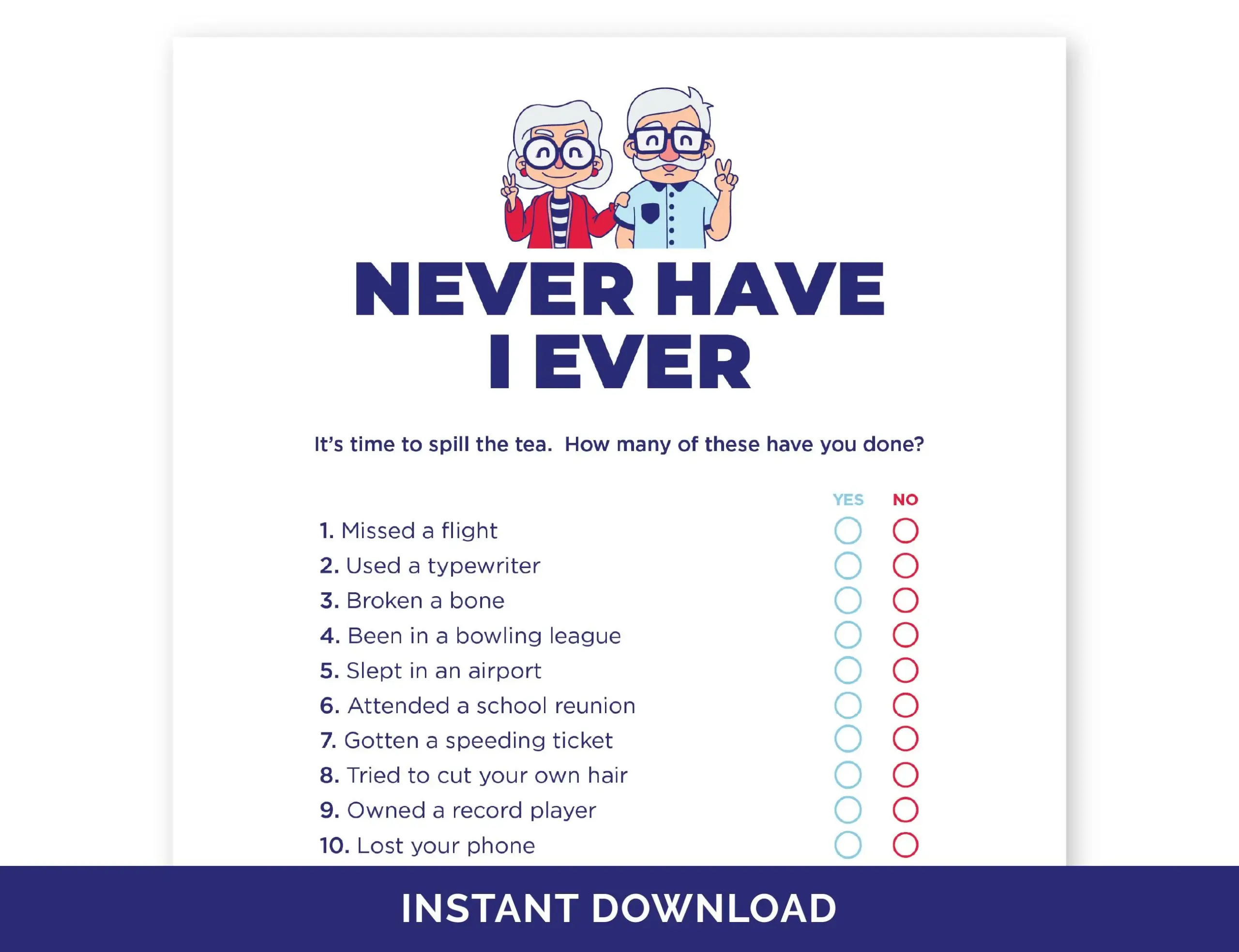 Printable Elderly Conversation Starters