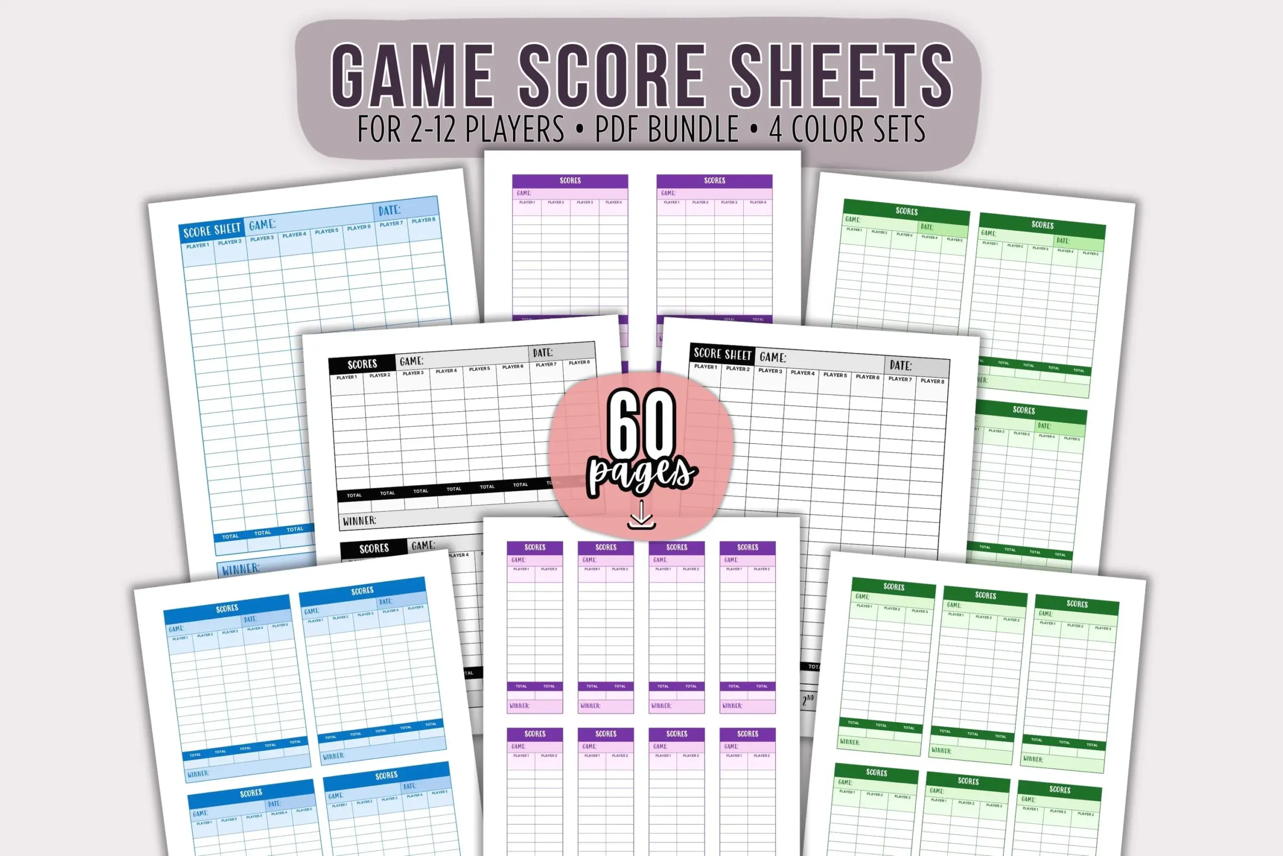 Printable Euchre Score Cards For 12 Players