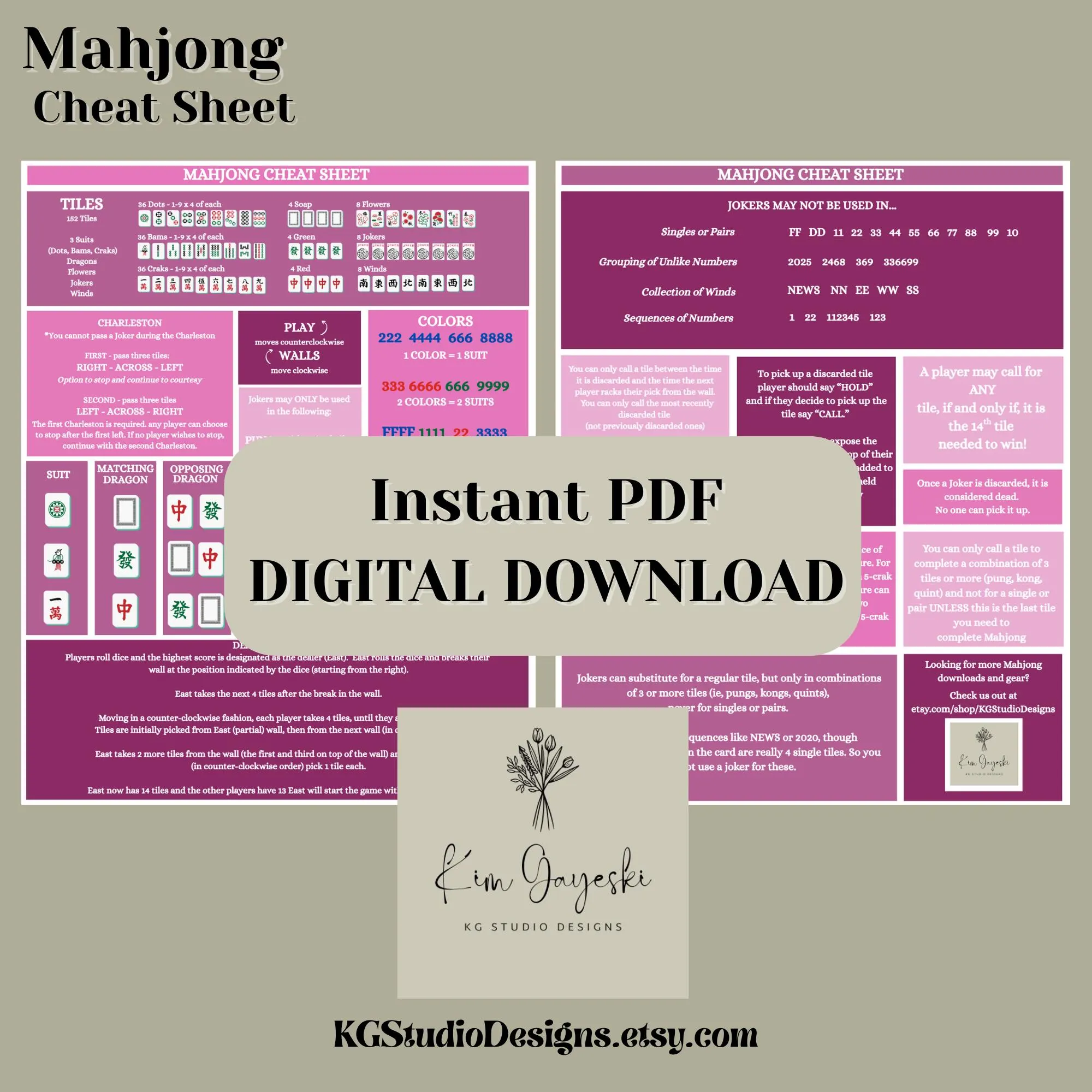 Printable Mahjong Cheat Sheet Beginners