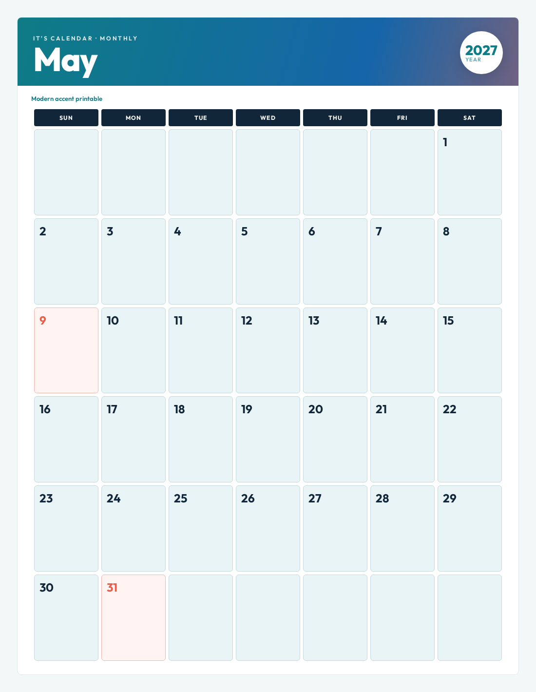 Printable May Calendar Printable May Calendar