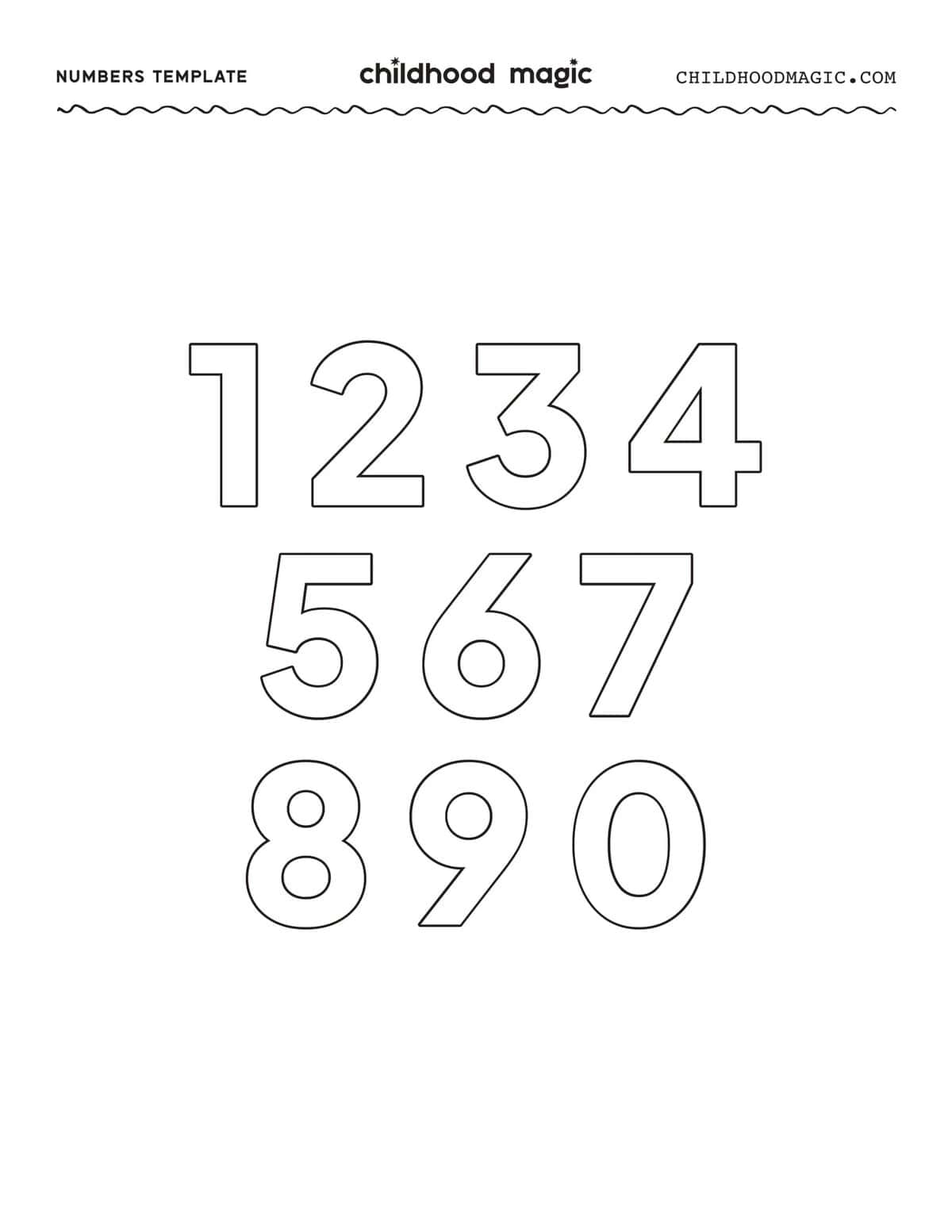 Printable Numbers 0 9 Free Number Outlines For Kids