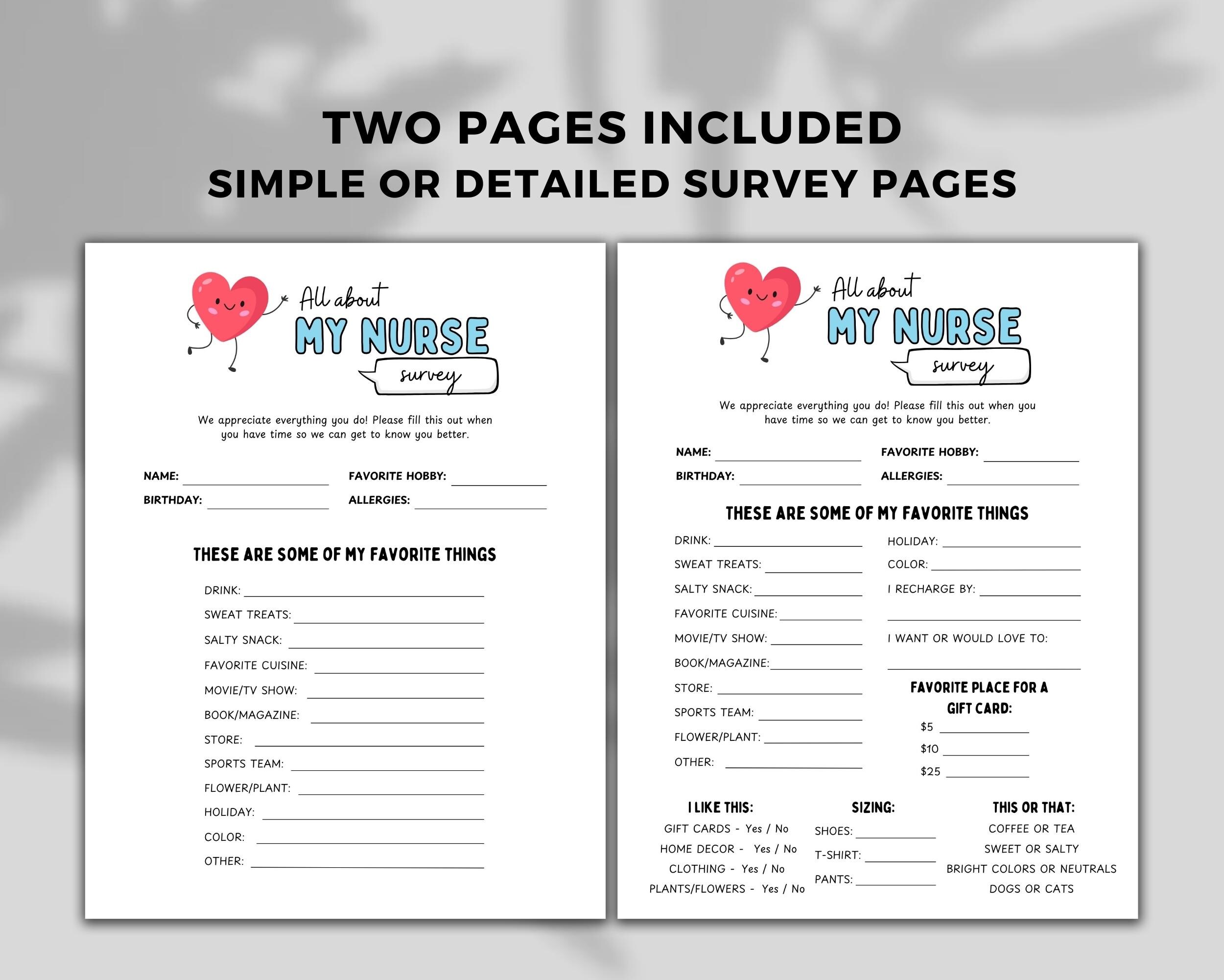 Printable Nurse Favorites Form All About