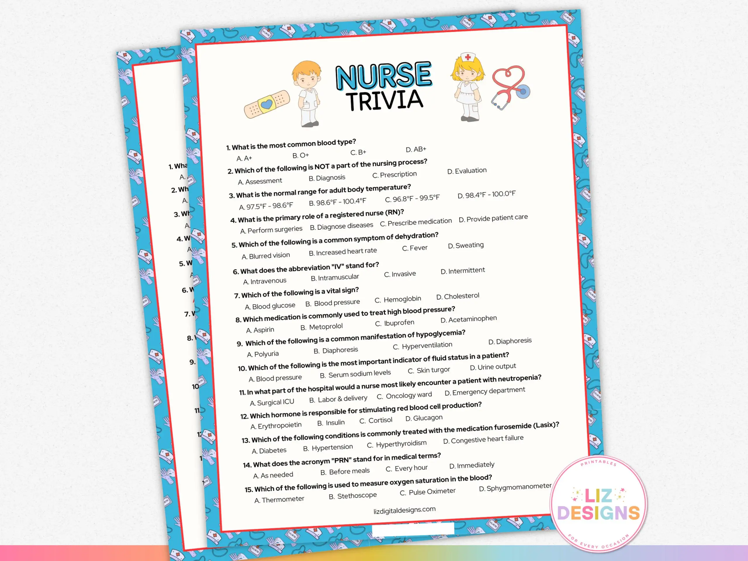 Printable Nurse Trivia Nurse