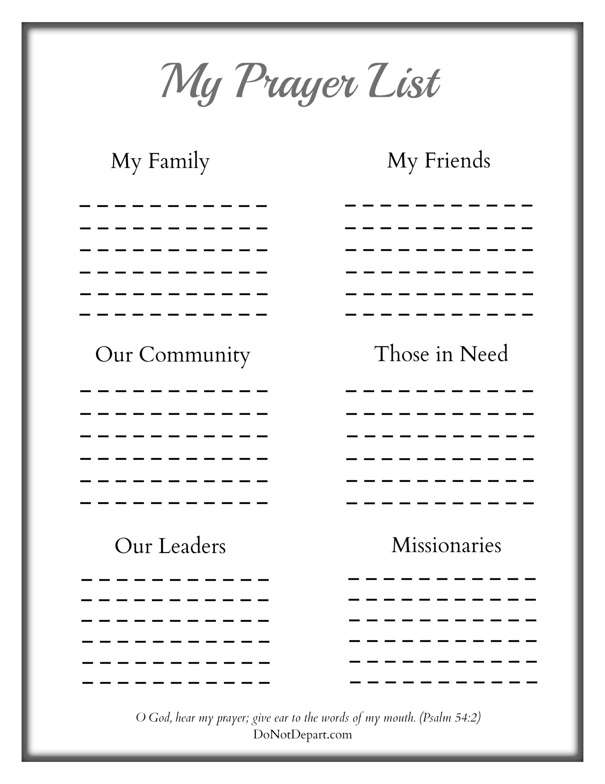Printable Prayer Sheet For Children