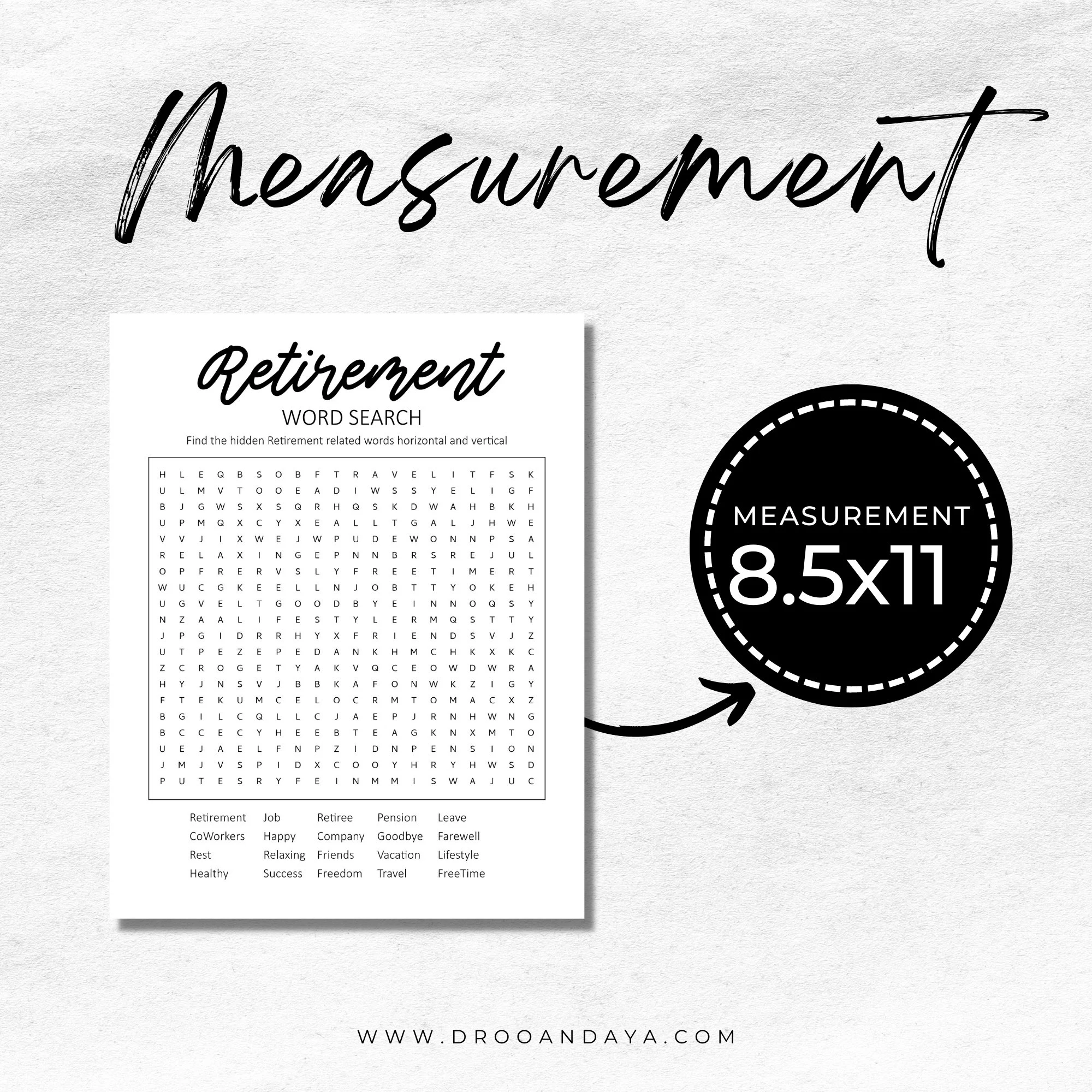 Printable Retirement Word Search Game