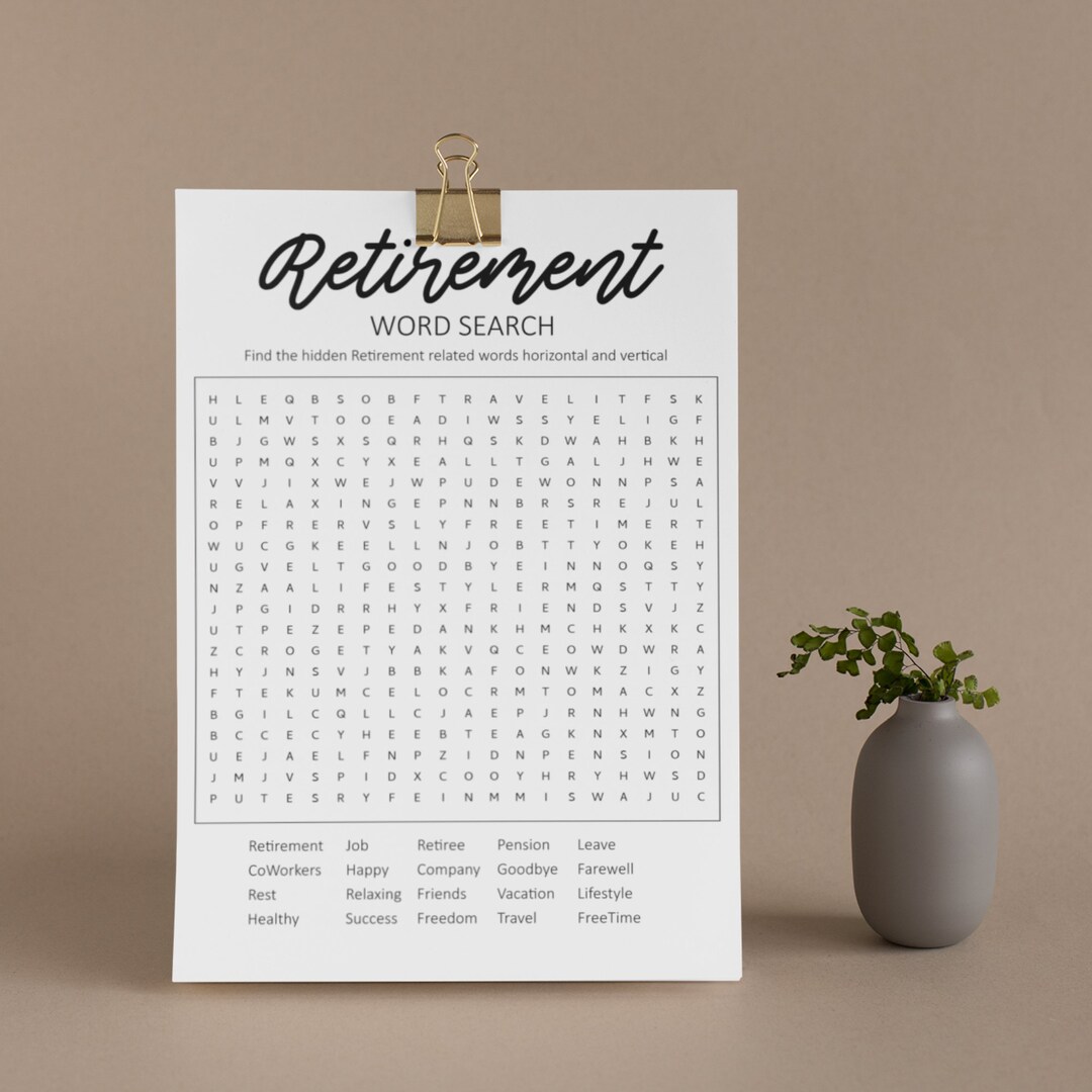 Printable Retirement Word Search Game