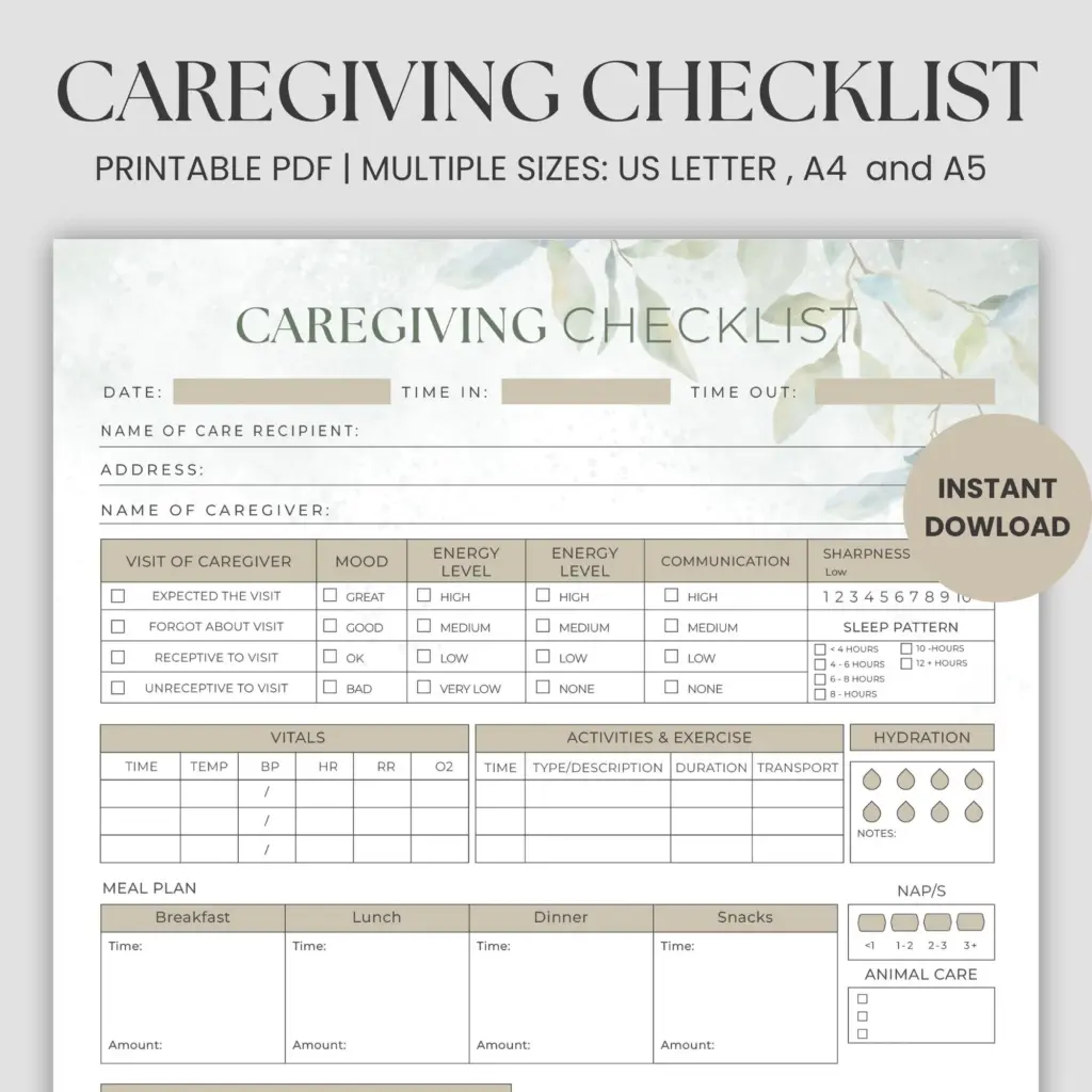 Printable Senior Caregiver Checklist