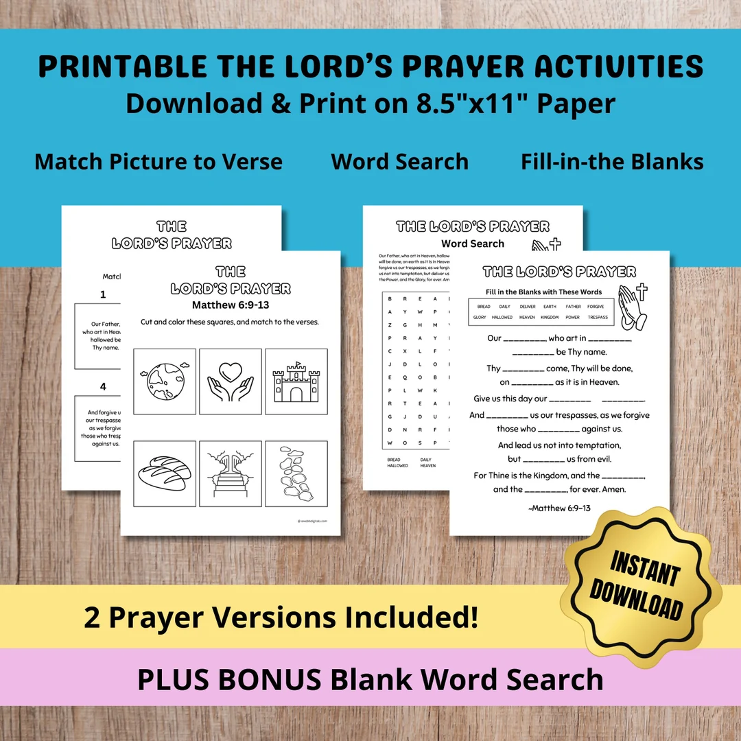 Printable The Lords Prayer Activity Printable The Lords Prayer Activity