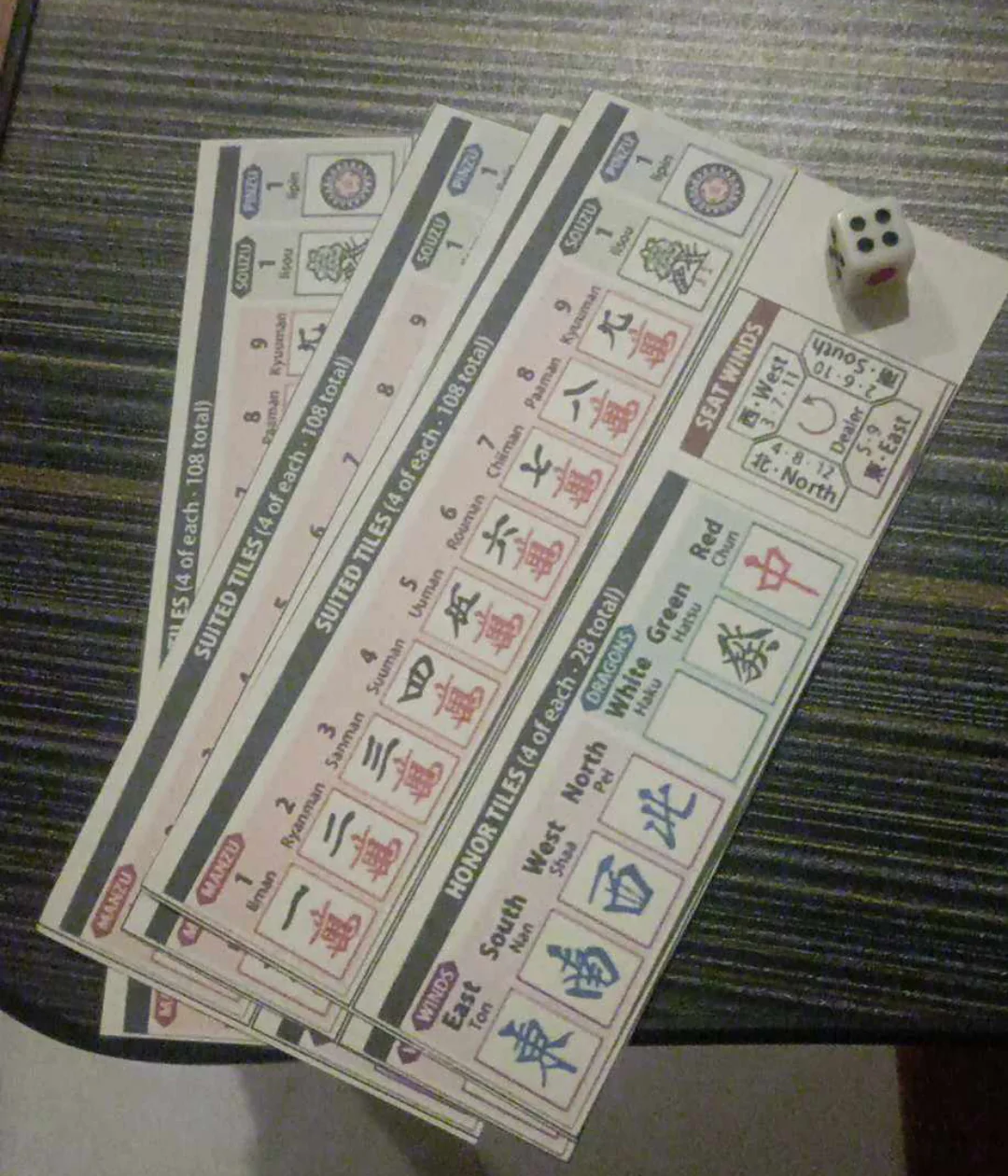 Printed Mahjong Tile Guide