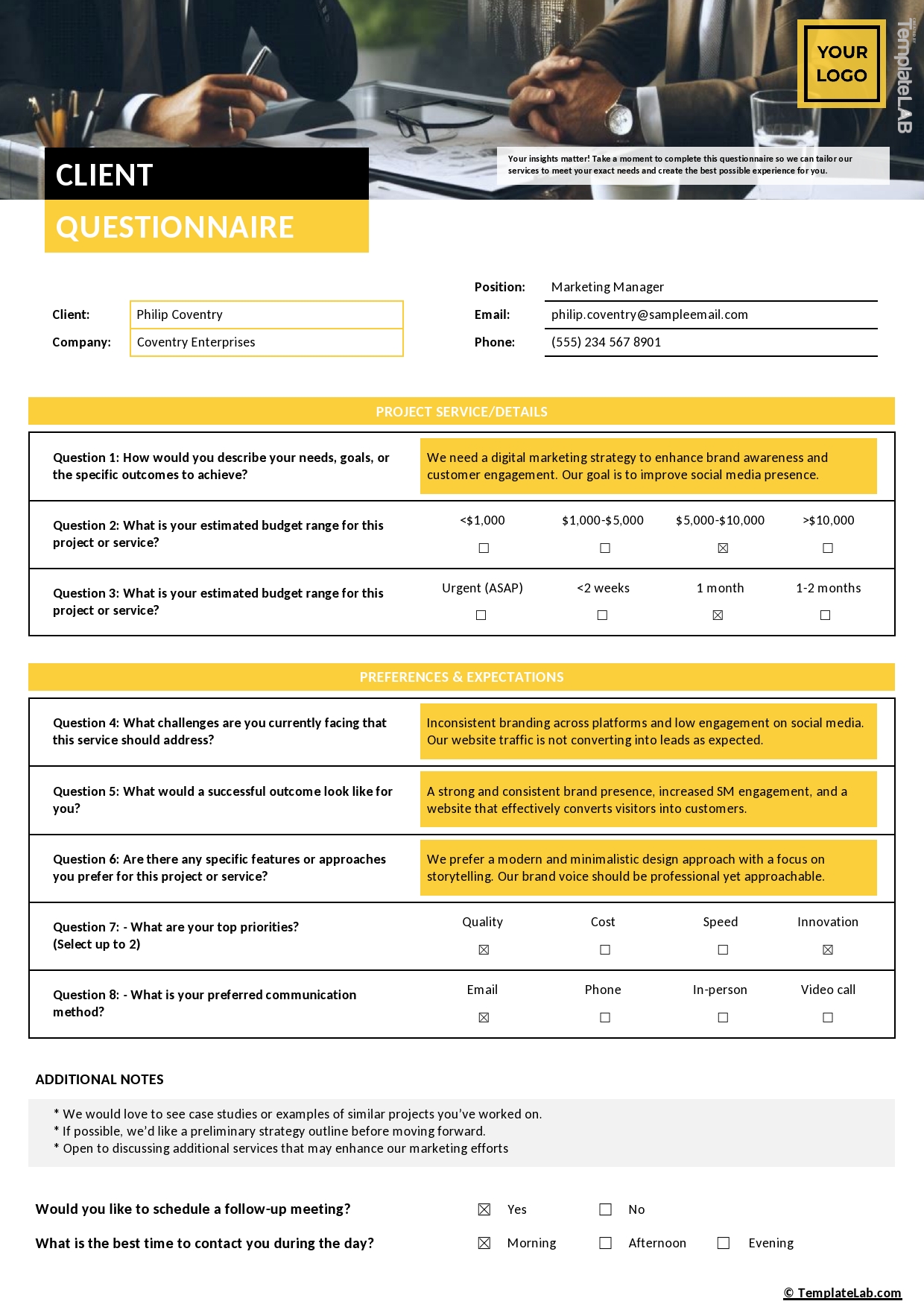 Questionnaire Template