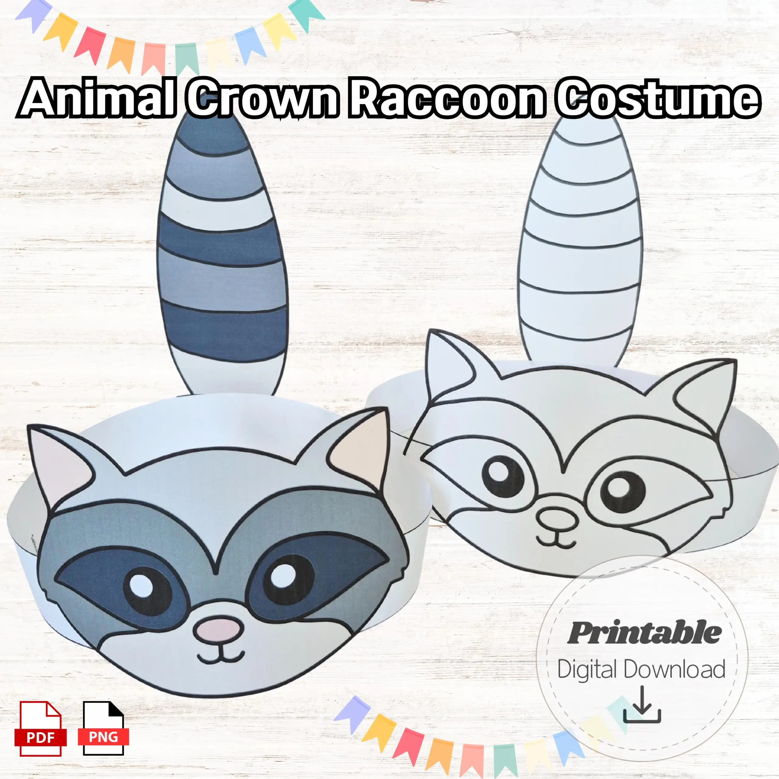 Raccoon Paper Crown Craft Printable