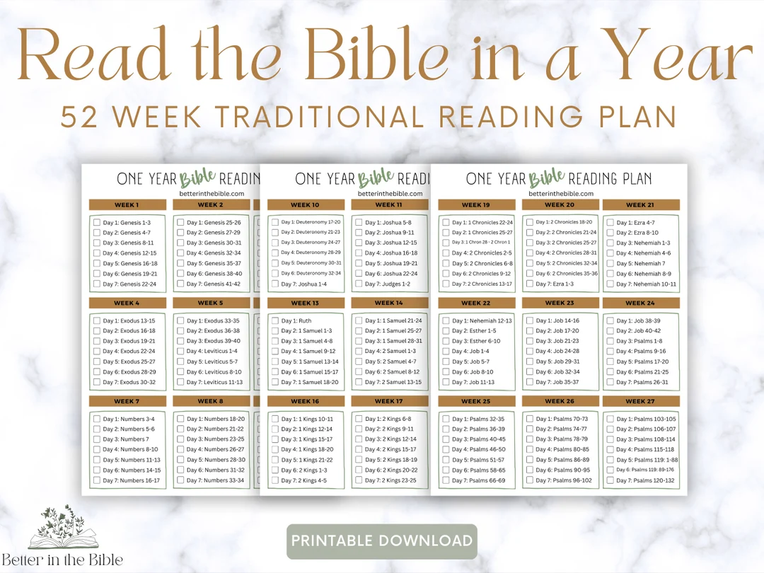 Read The Bible In A Year Chart