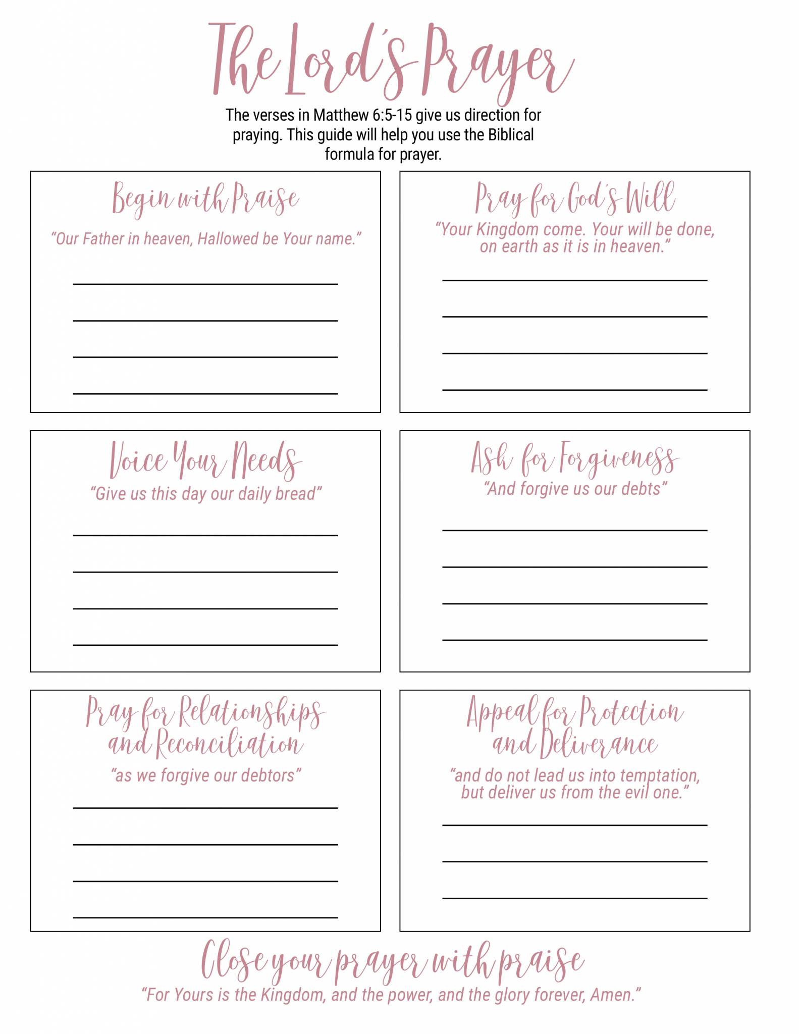 Recommended Resource Lords Prayer Printable