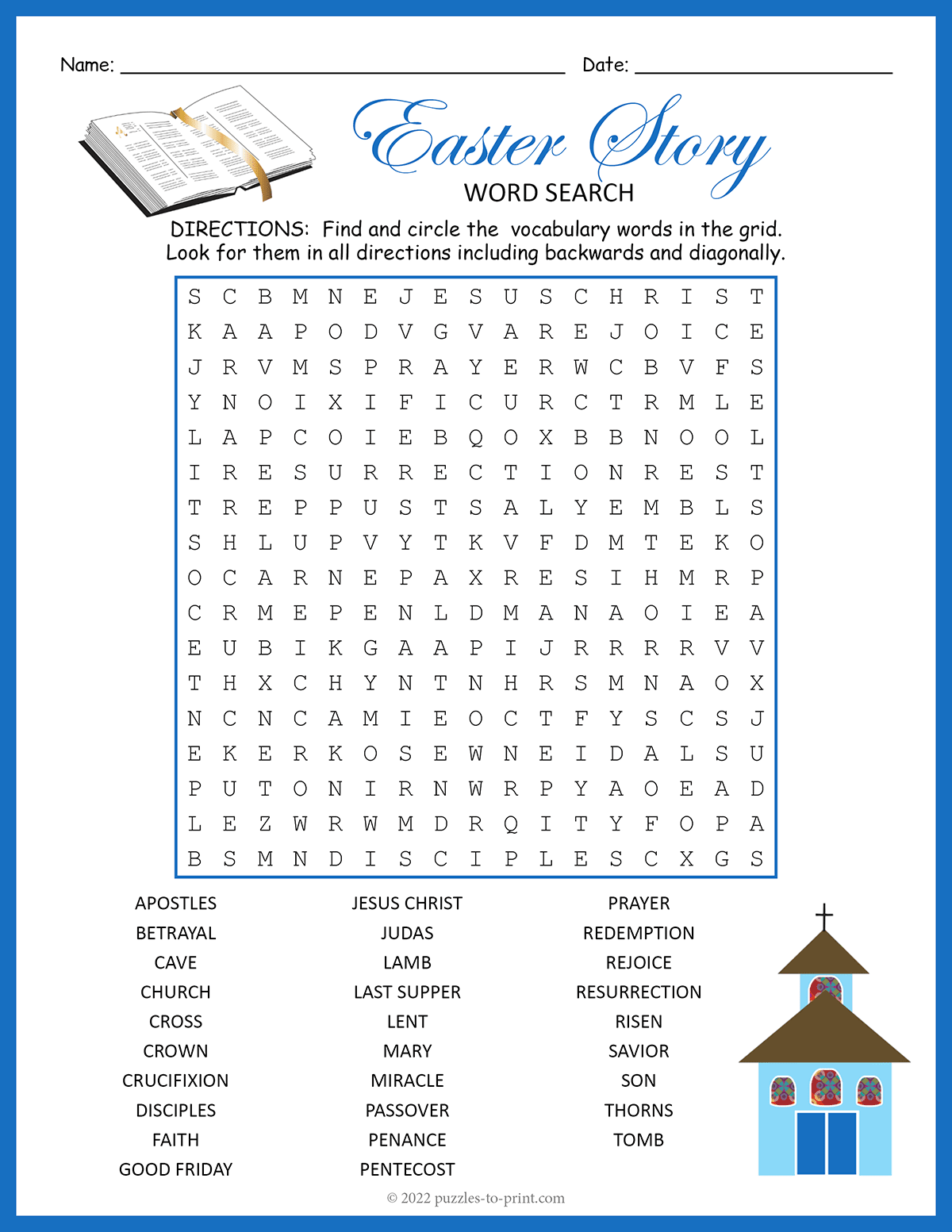Religious Easter Word Search Shtml