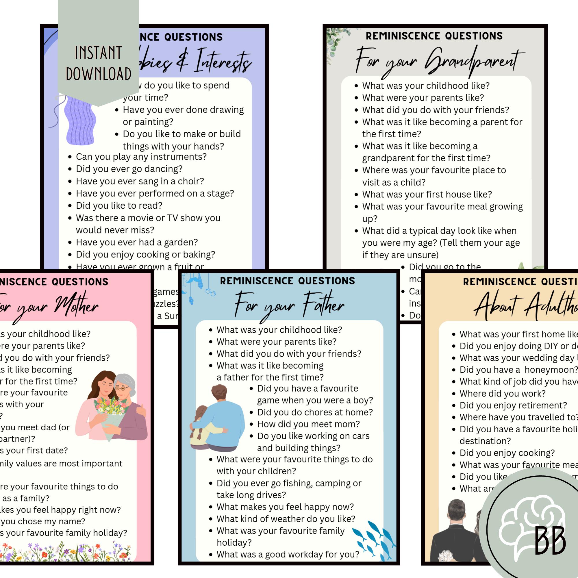 Reminiscence Questions For Seniors