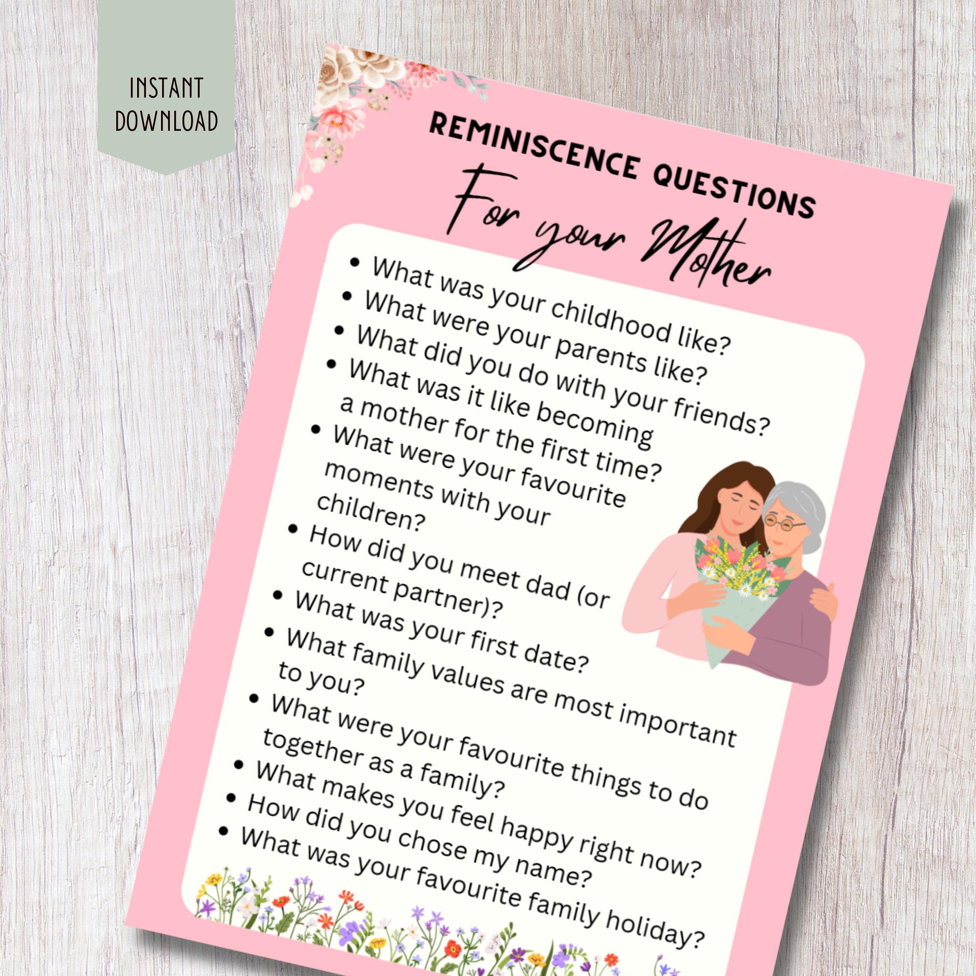Reminiscence Questions For Seniors
