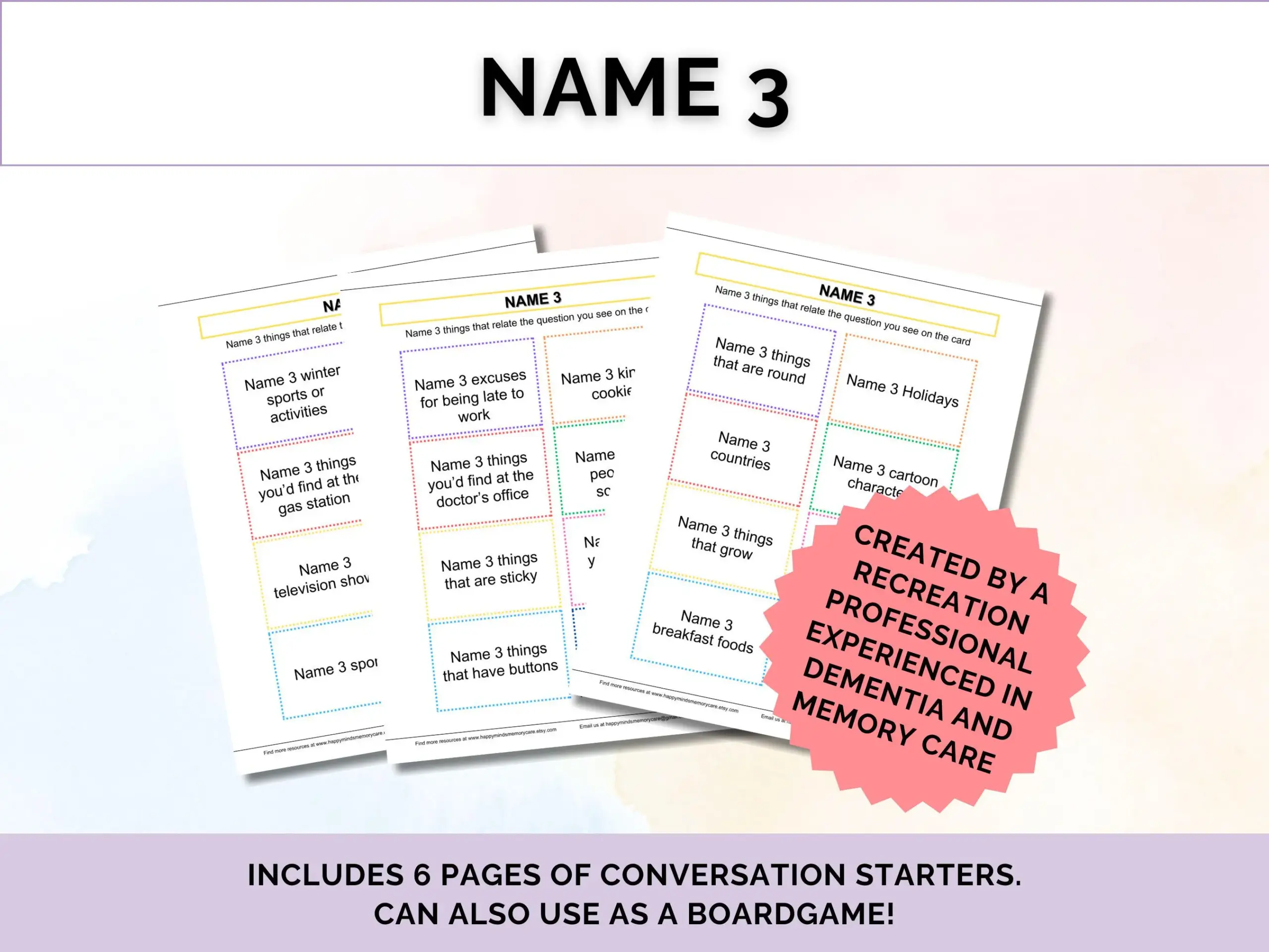 Reminiscing For Seniors Printable Sheet