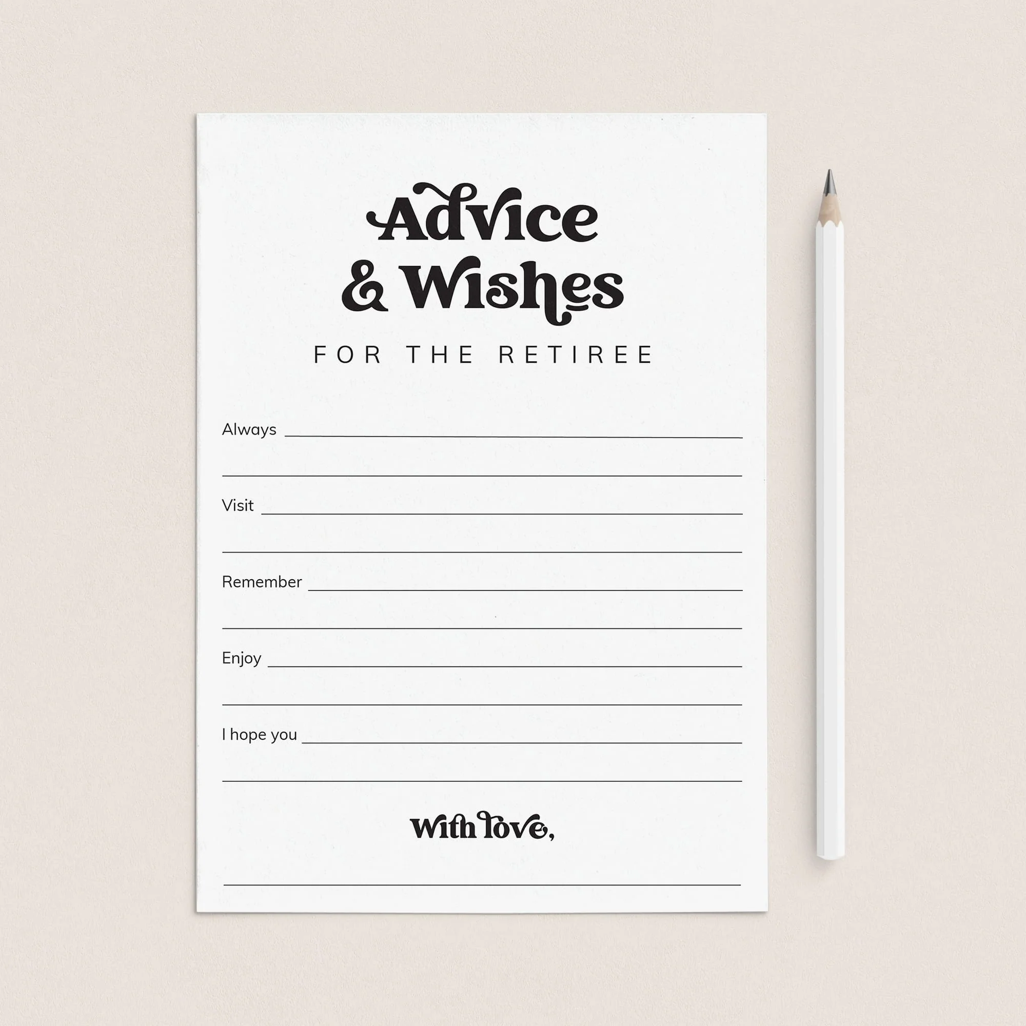 Retirement Advice Wishes Card Printable