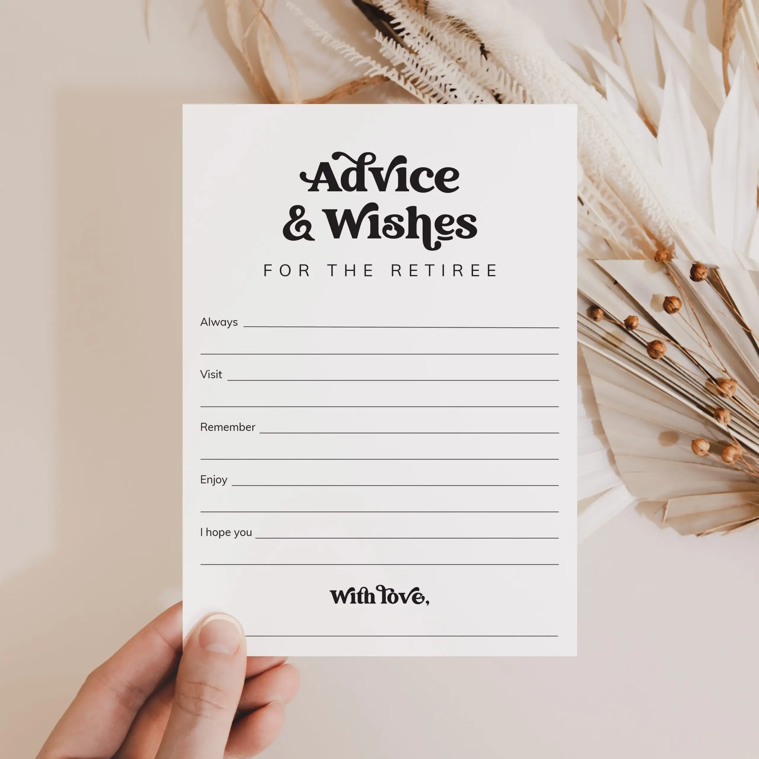 Retirement Advice Wishes Card Printable