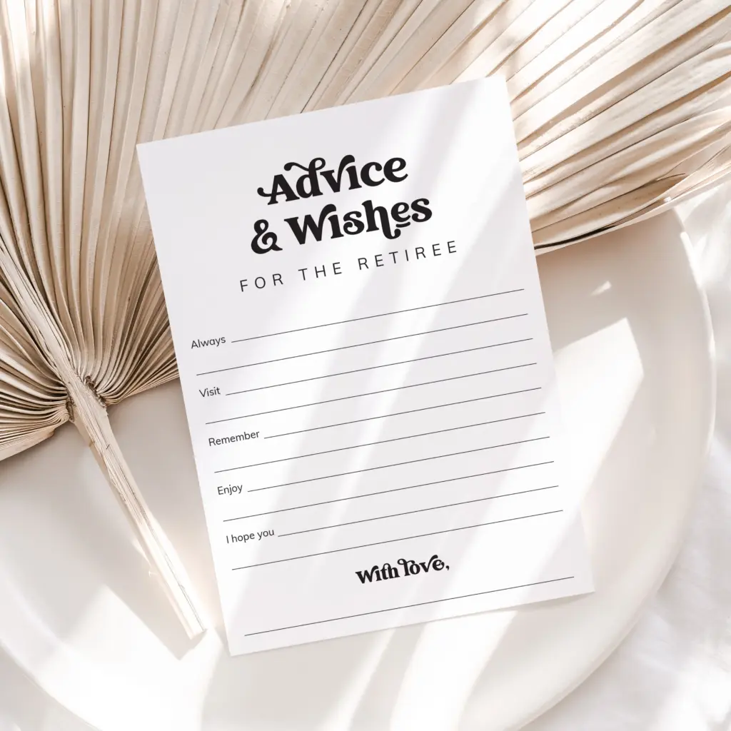 Retirement Advice Wishes Card Printable