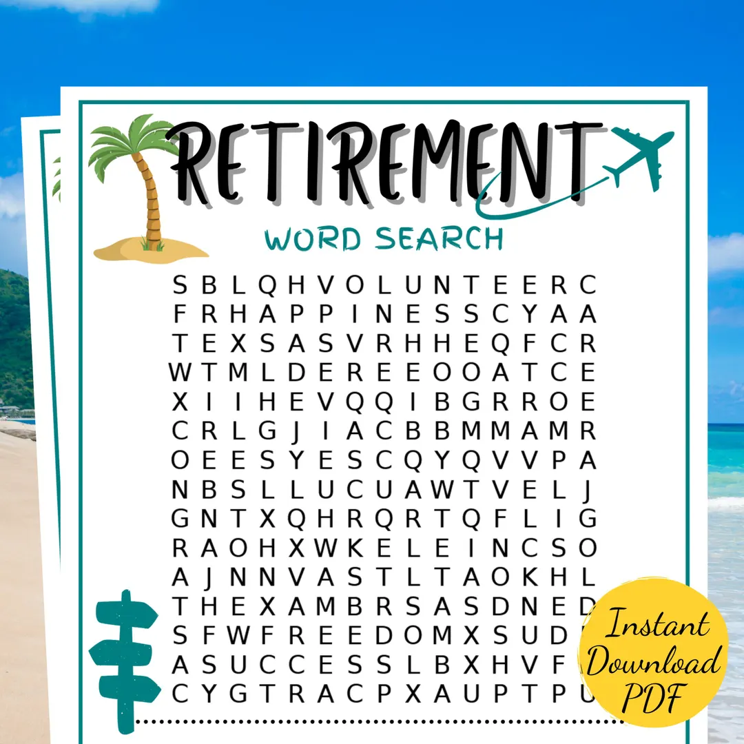 Retirement Word Search Game Printable