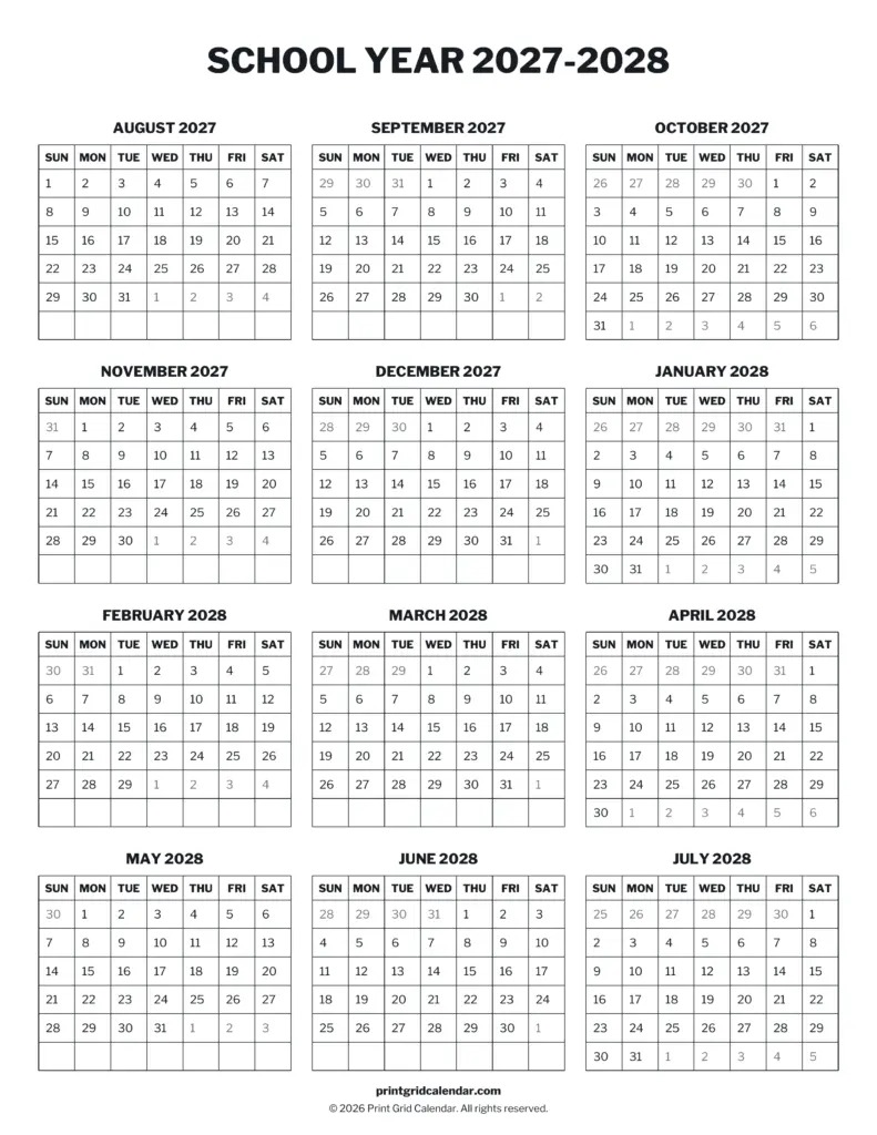 School Year 2027 2028