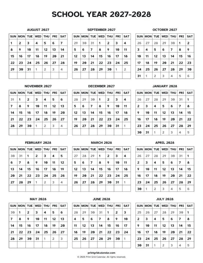 School Year 2027 2028