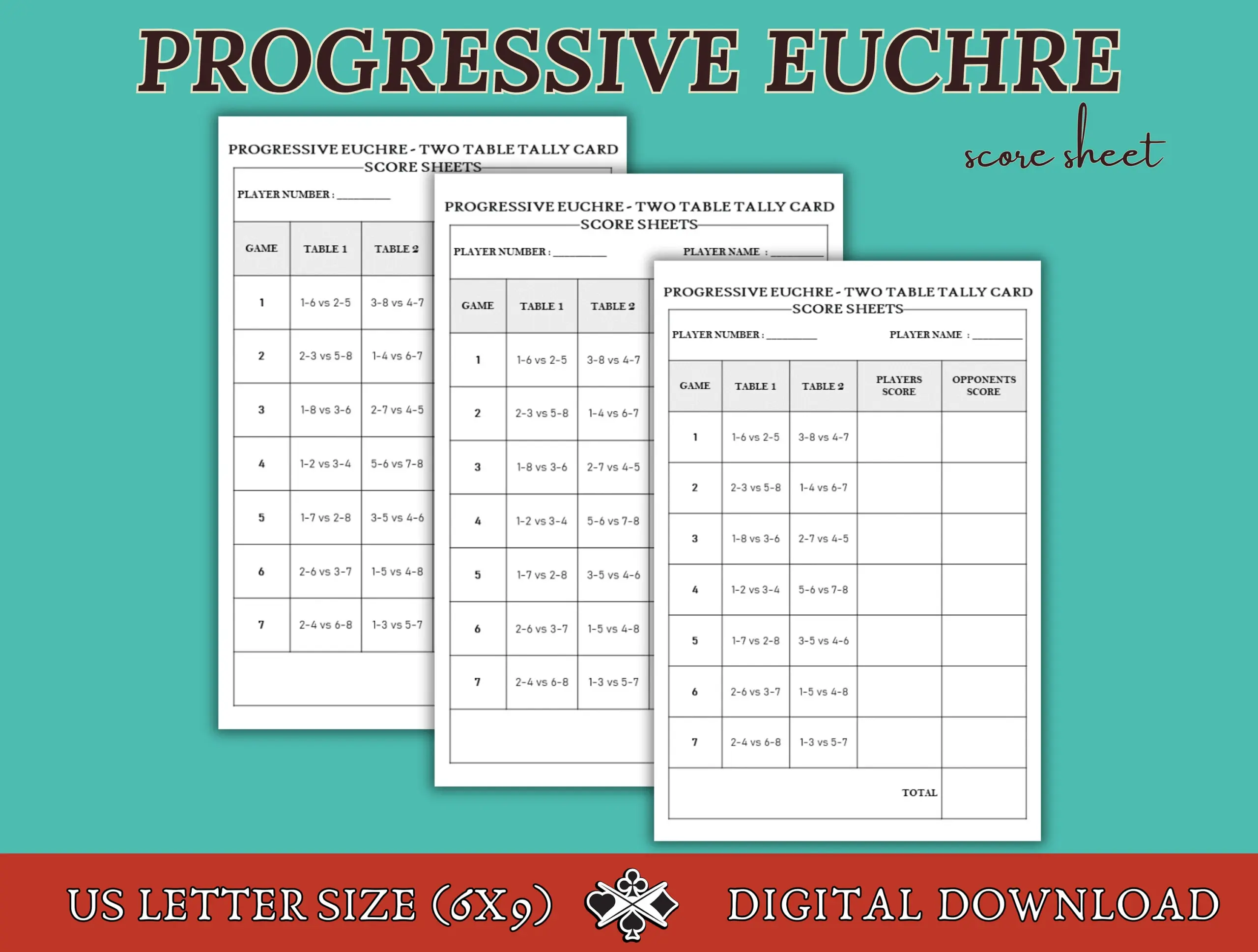 Score Sheets For 8 Player Euchre