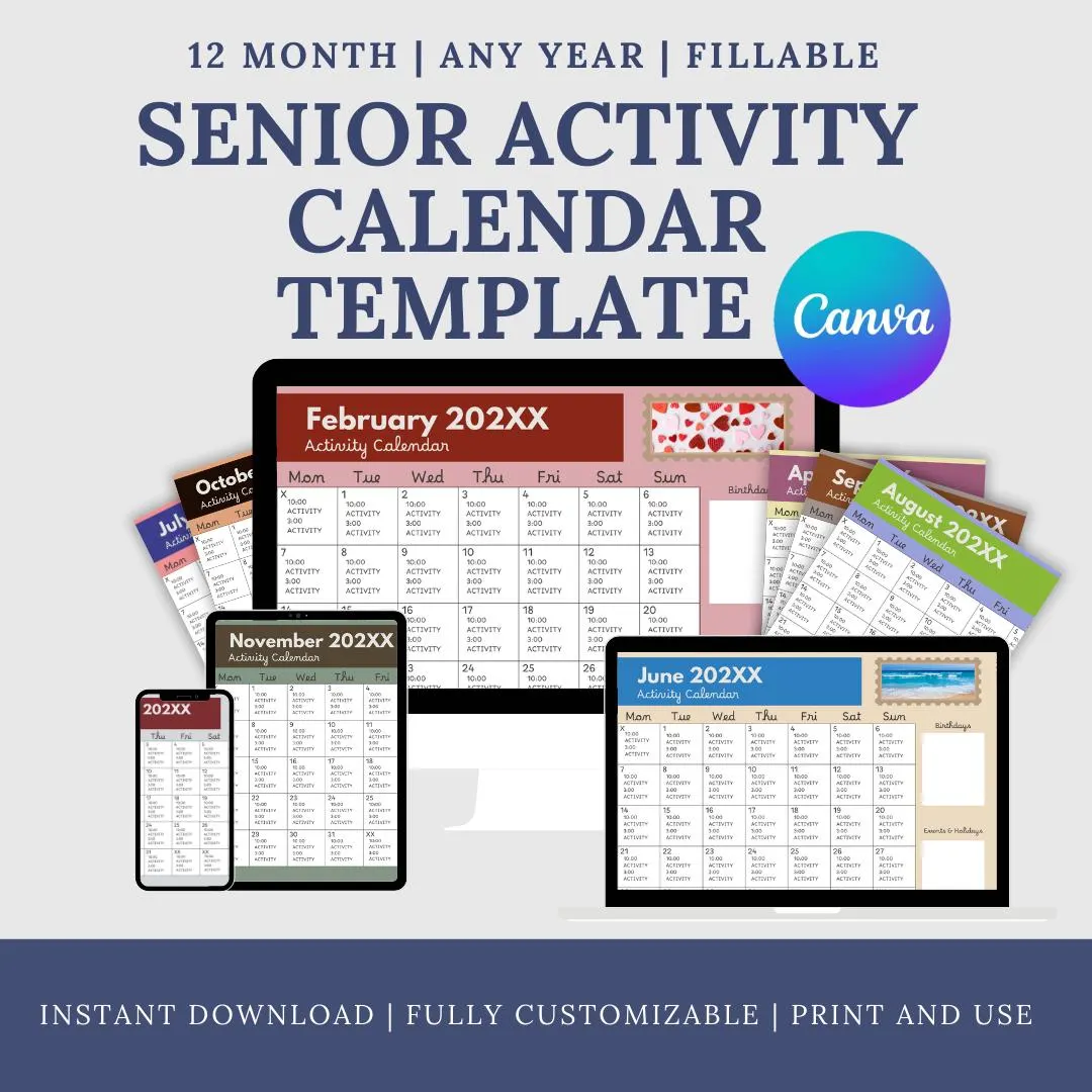 Senior Activities Calendar Template