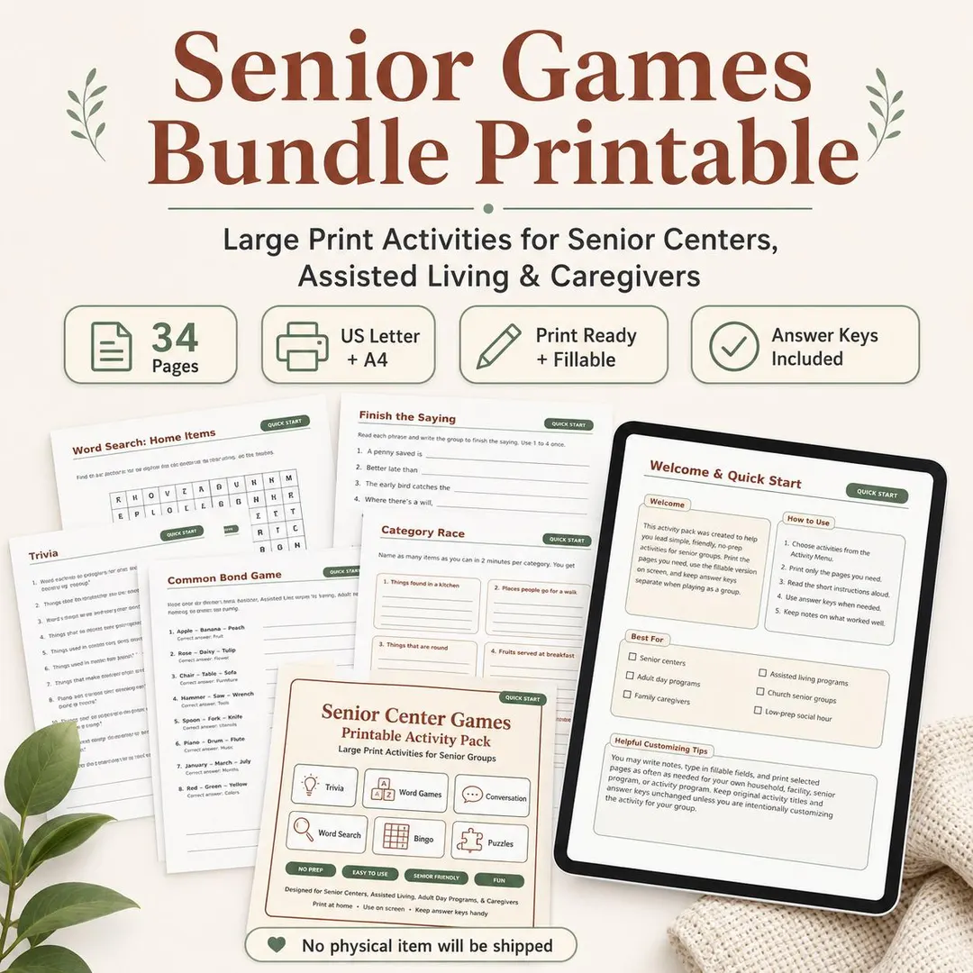 Senior Activity Printable Pack Large